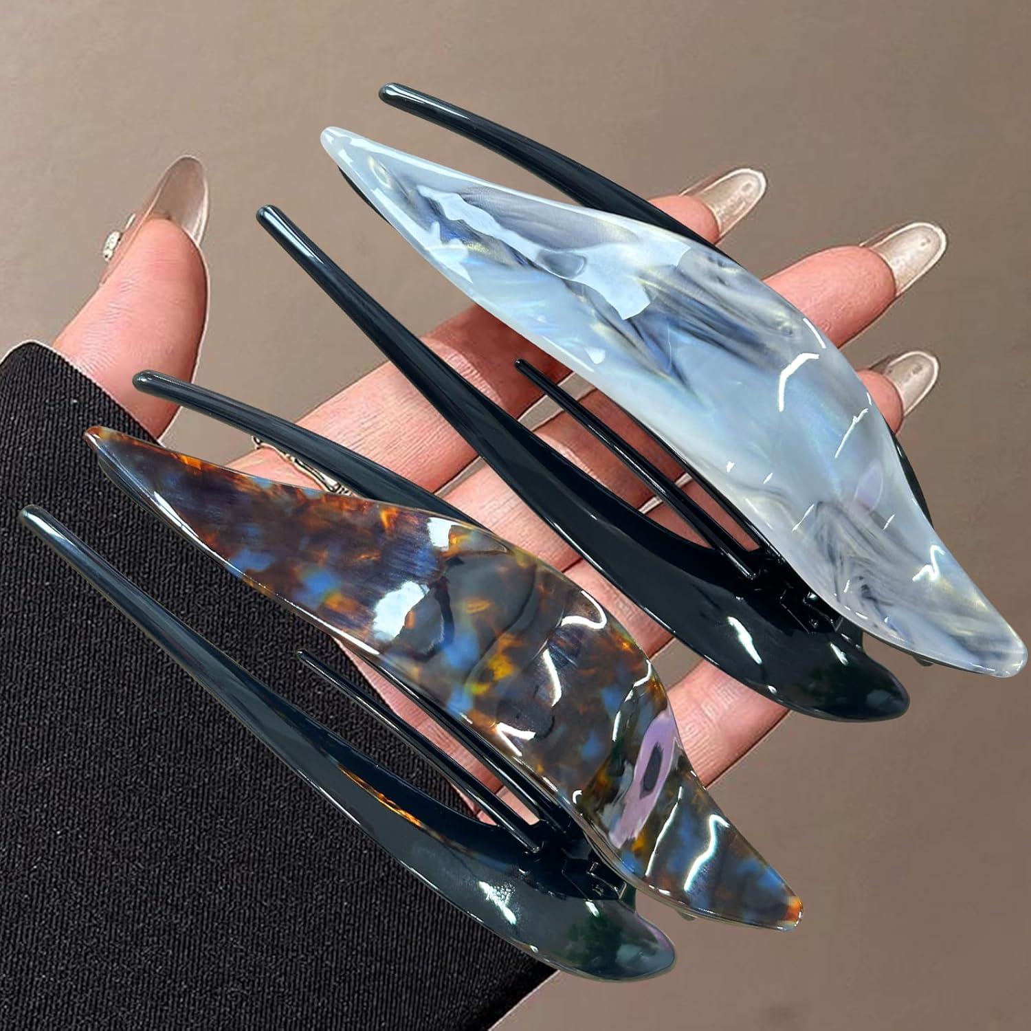 Clips de Garra de Acetato Tortuga Hurifeng - 12.7 cm, Paquete de 2