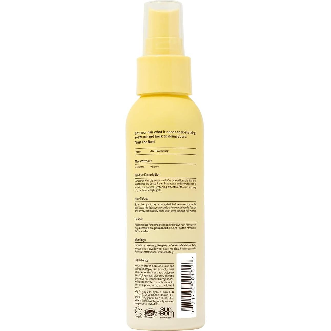 Spray Aclarador para Cabello Rubio Sun Bum - 113.4 ml - Vegano