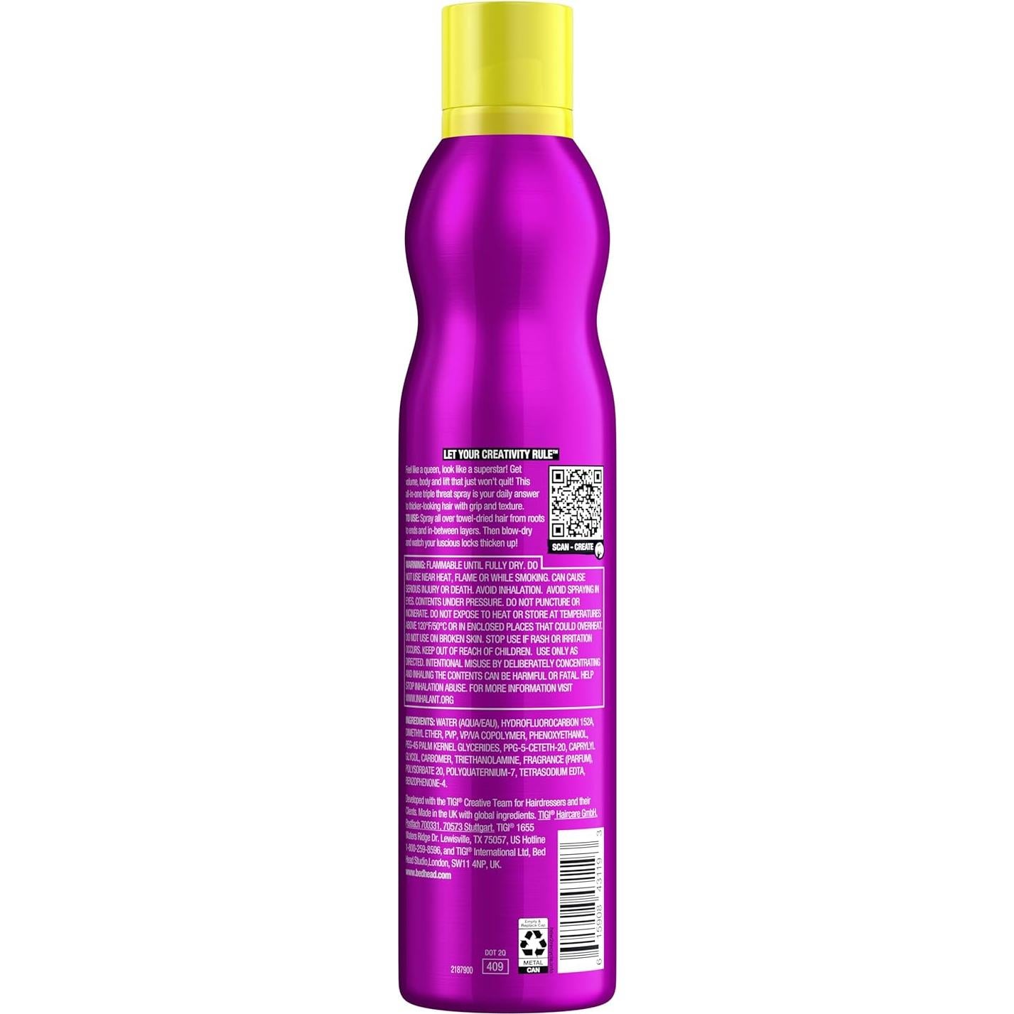 Spray Engrosador de Cabello TIGI Bed Head 298 ml Volumen Baya