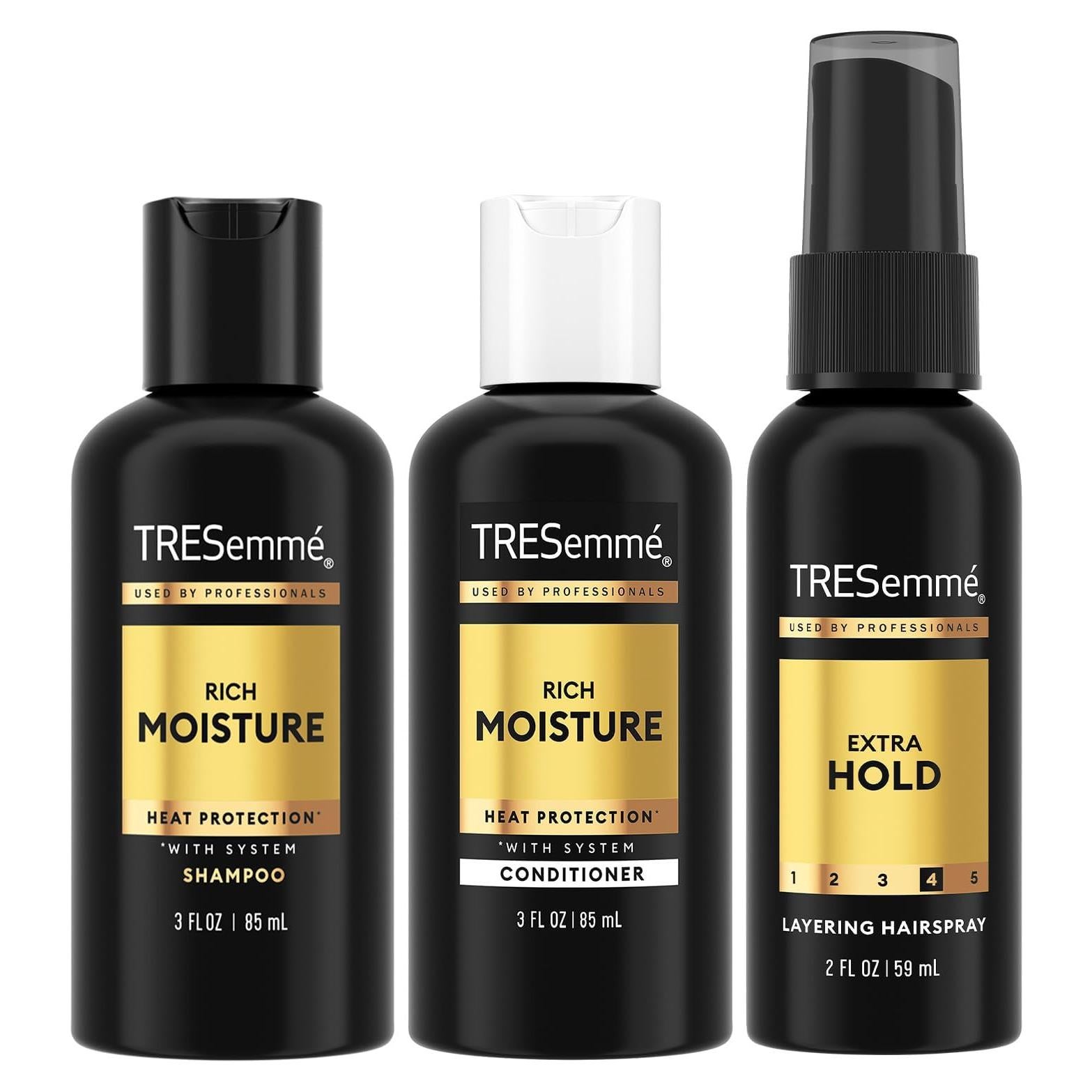 TRESemmés Kit de Cuidado del Cabello de Viaje - Champú, Acondicionador y Laca