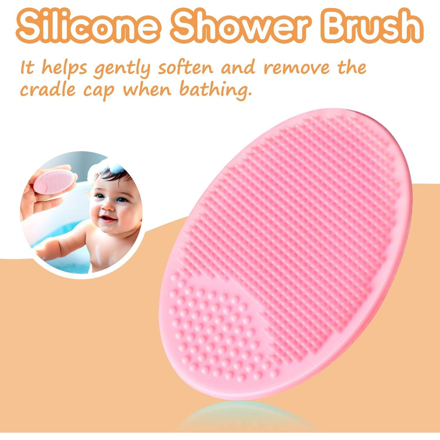 Set de Cepillos para Bebé Madera Rosa - Cerdas Suaves y Silicona