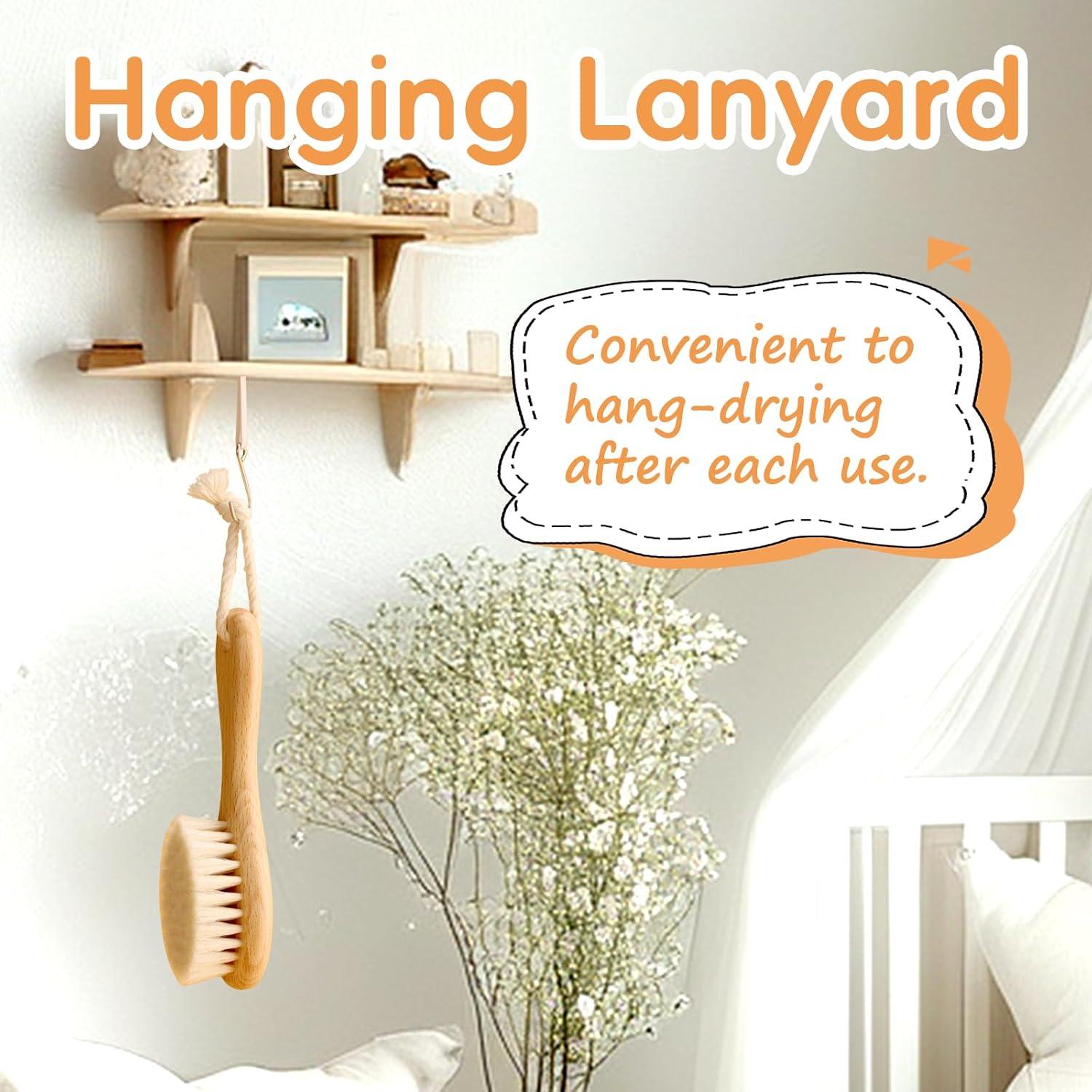 Set de Cepillos para Bebé Madera Rosa - Cerdas Suaves y Silicona