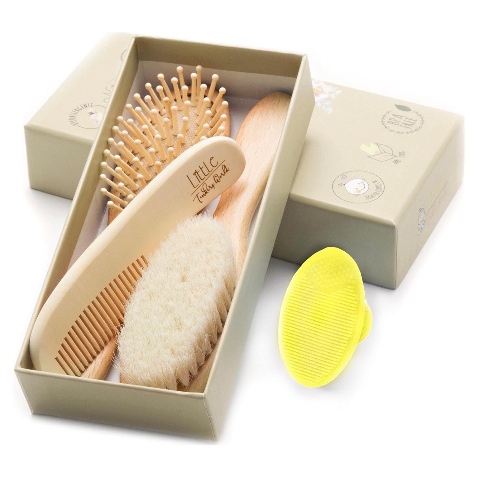 Juego de Cepillo y Peine para Bebés LTW - 4 Piezas Madera