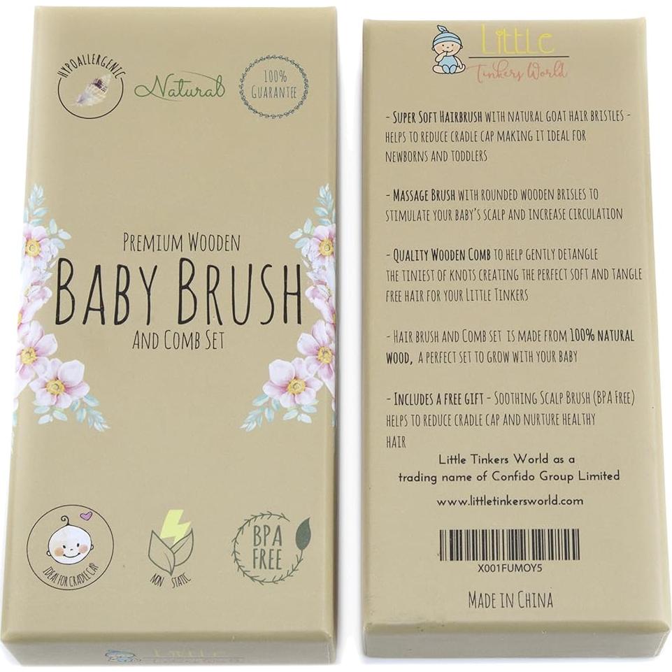 Juego de Cepillo y Peine para Bebés LTW - 4 Piezas Madera