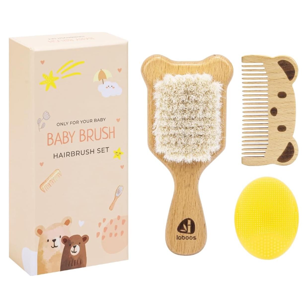 Juego de Cepillo y Peine para Bebés Laboos - Madera y Cerda Suave