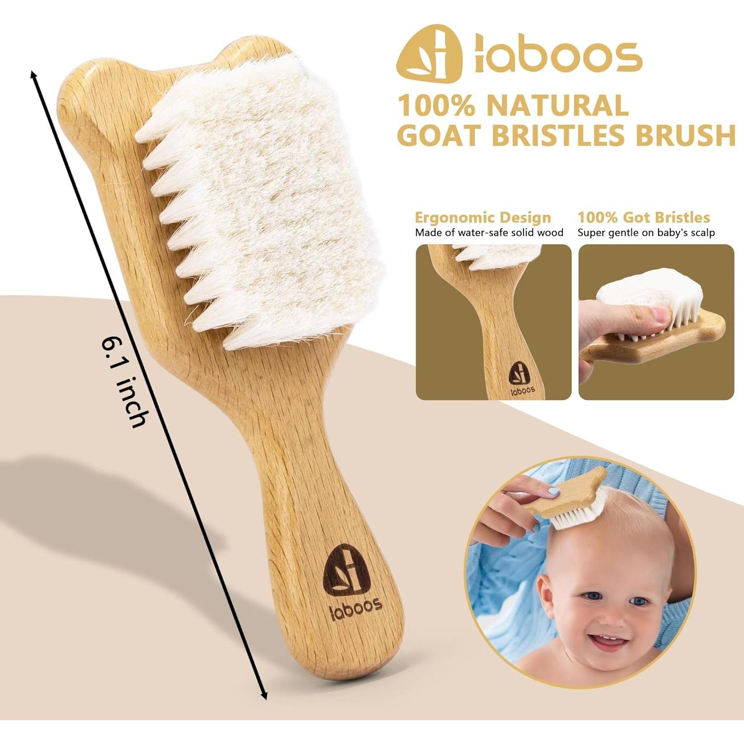 Juego de Cepillo y Peine para Bebés Laboos - Madera y Cerda Suave