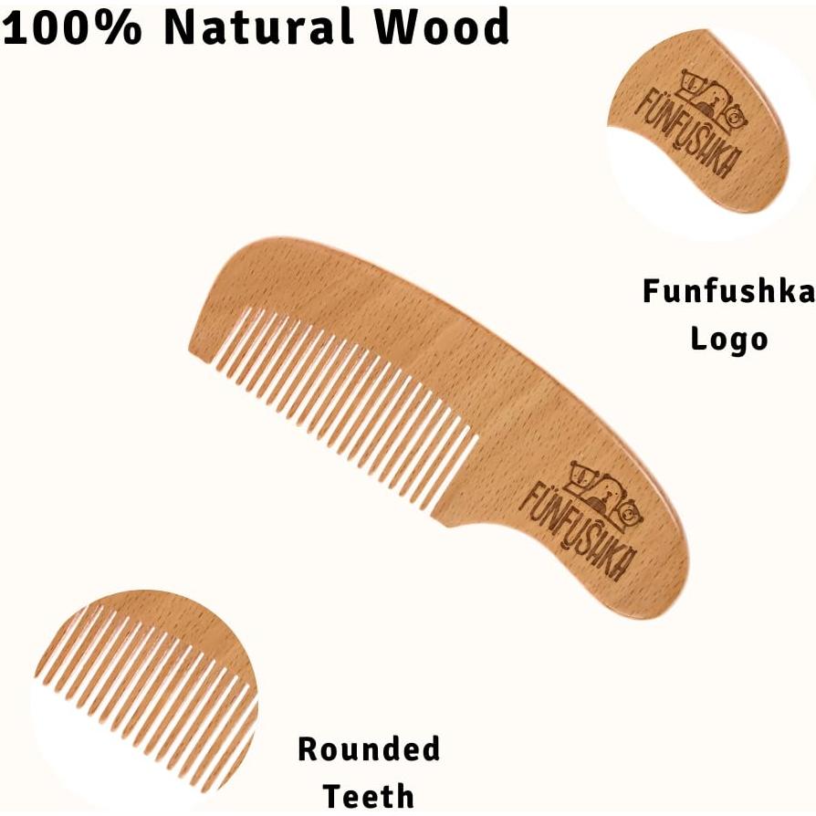 Juego de Cepillos y Peine para Bebés Funfushka - Madera de Haya