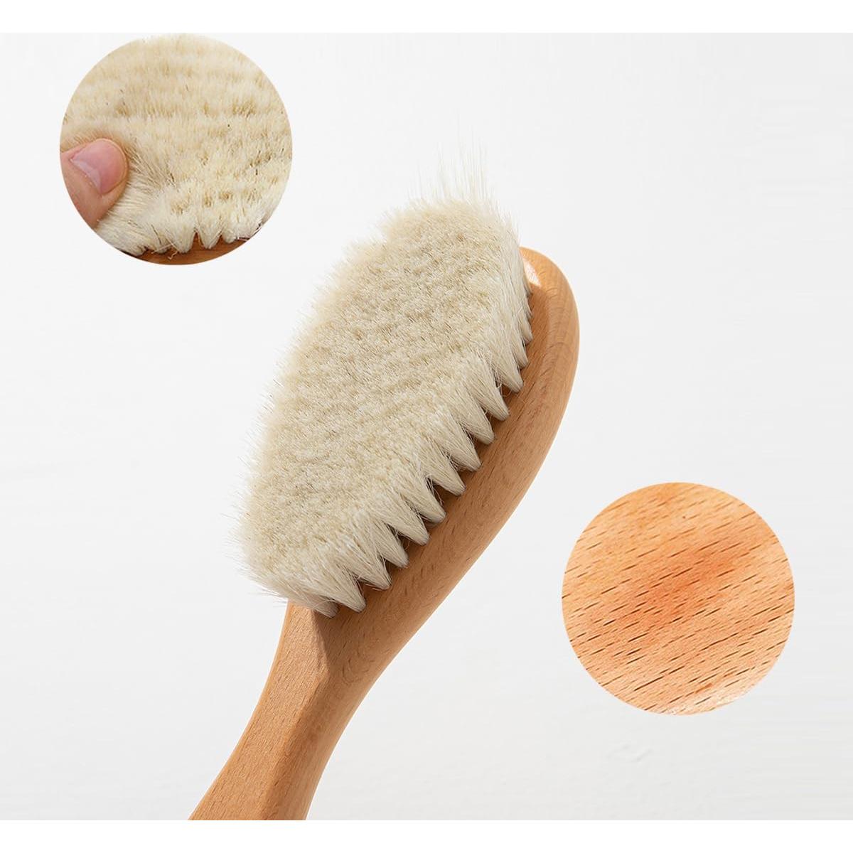 Cepillo de Madera para Bebés BoAn con Cerdas de Cabra Suaves