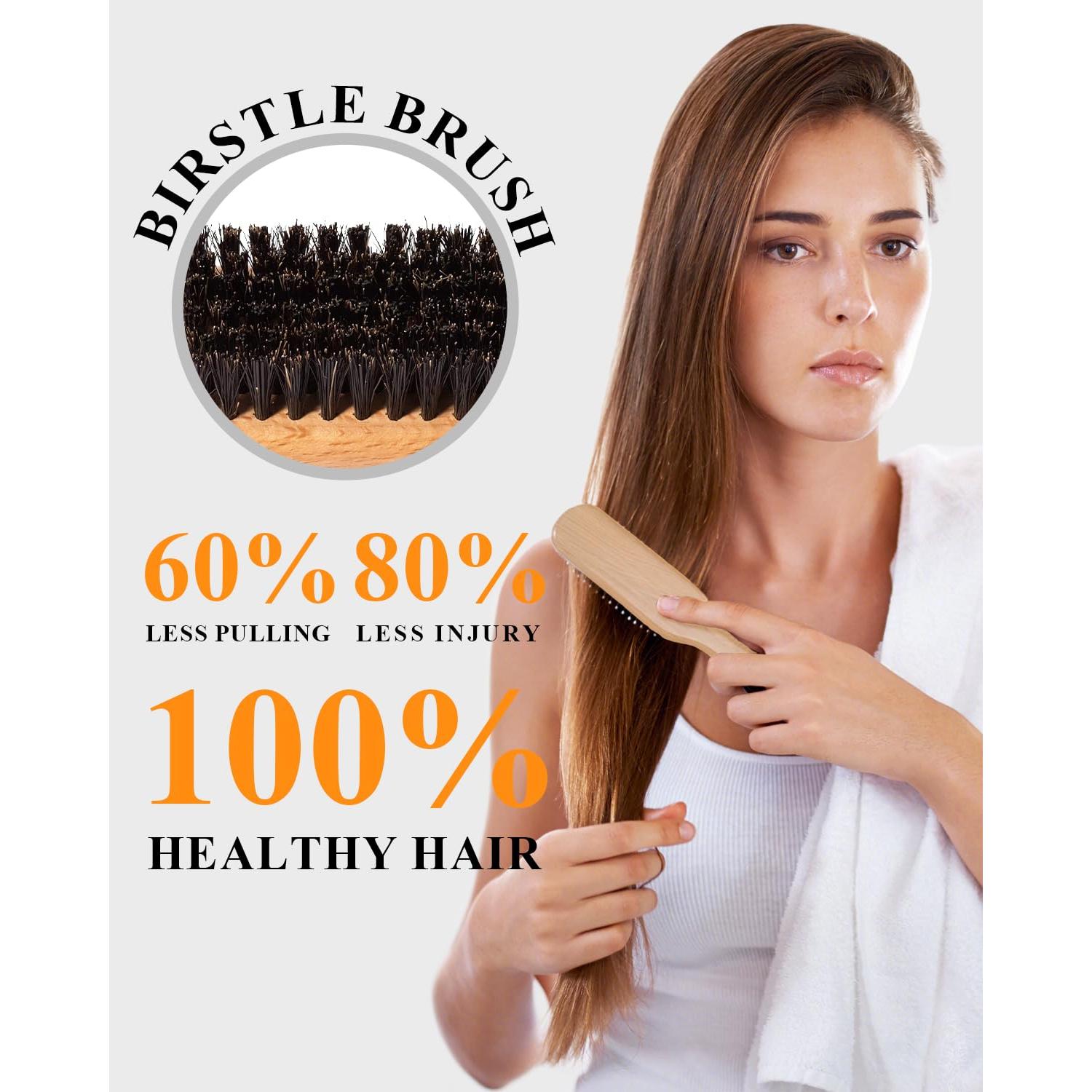 Cepillo de cerdas de jabalí Samnyte para alisar cabello