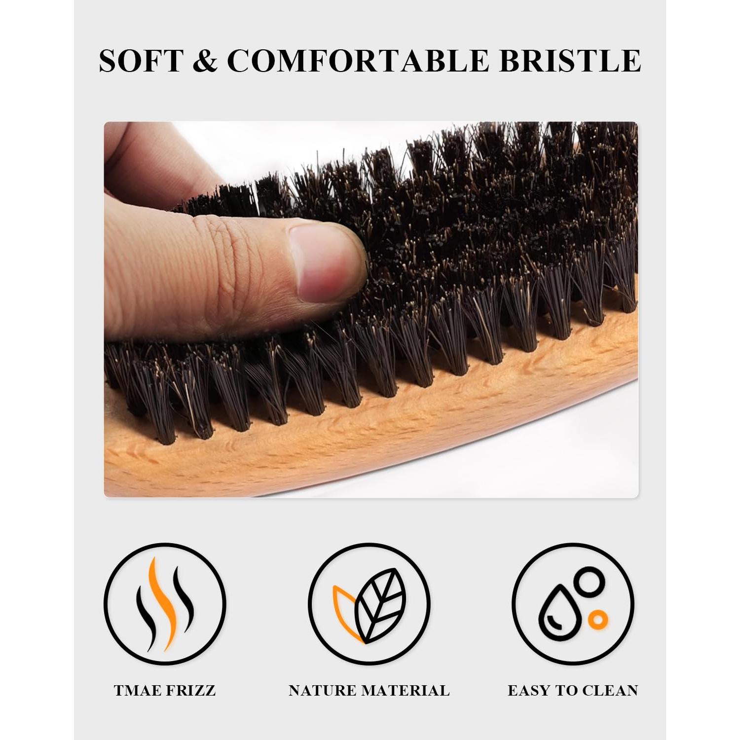 Cepillo de cerdas de jabalí Samnyte para alisar cabello