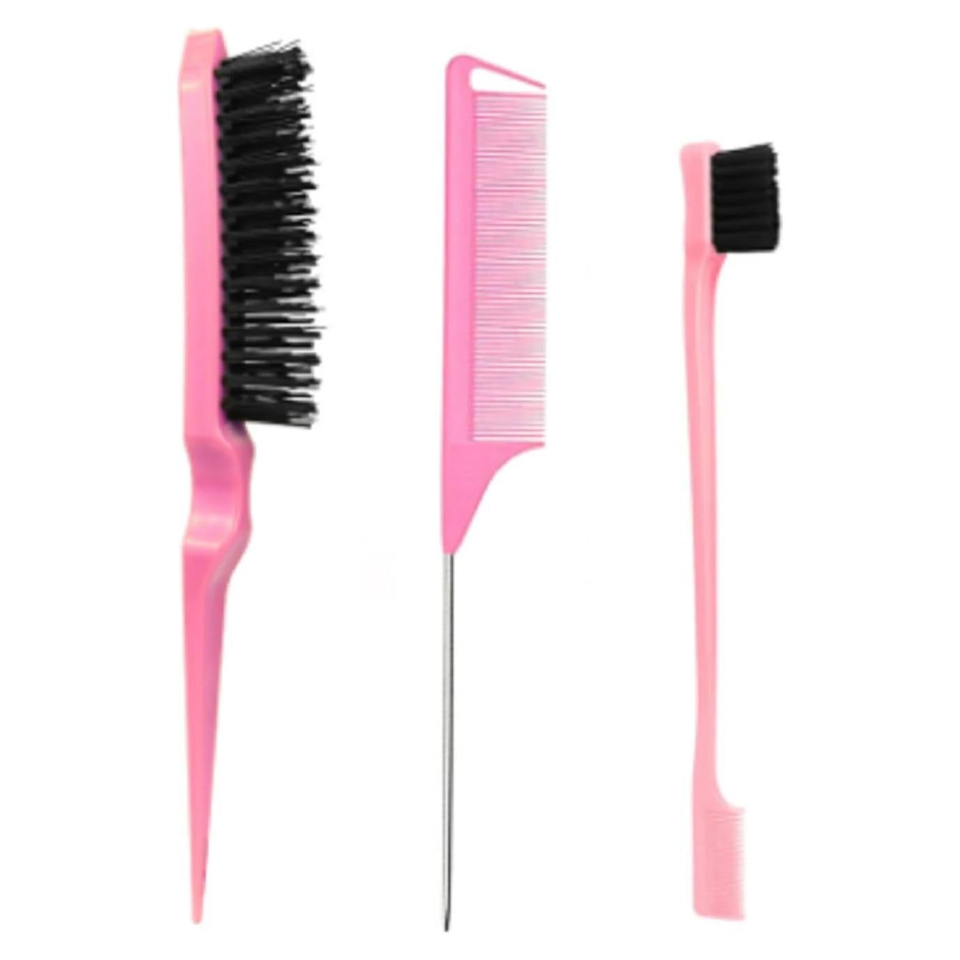 Juego de Cepillos de Pelo Rosa - 3 Piezas para Niños y Bebés