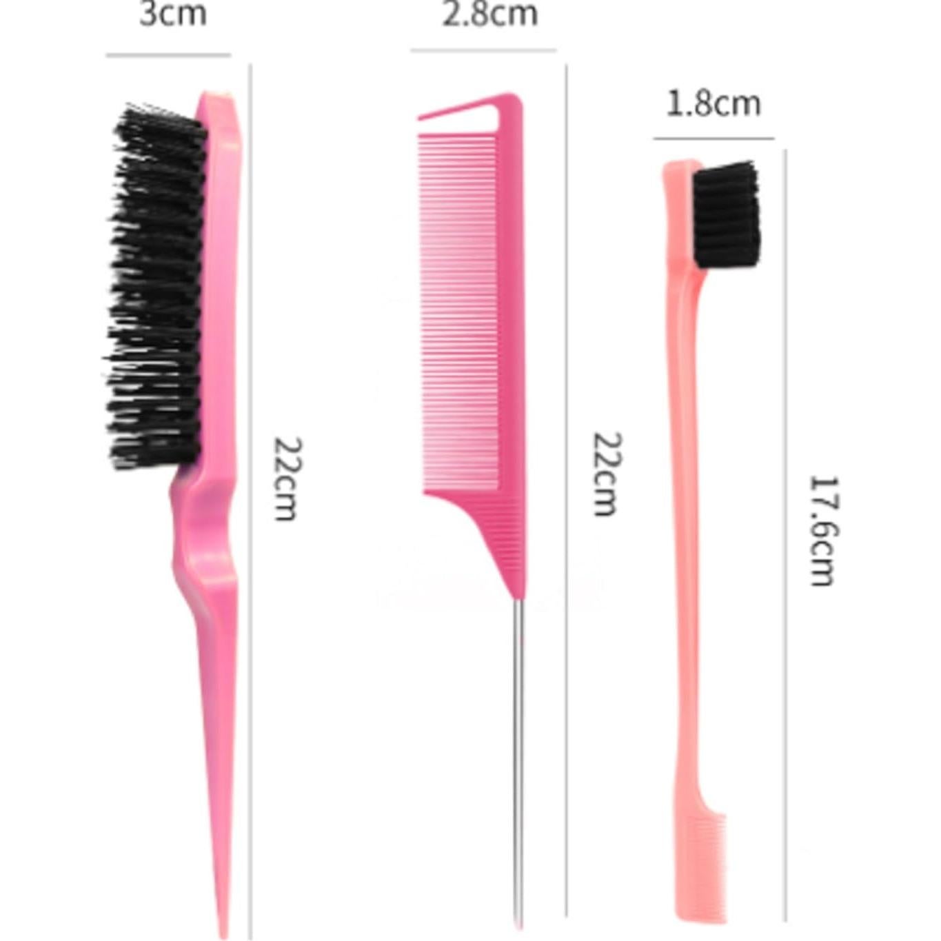 Juego de Cepillos de Pelo Rosa - 3 Piezas para Niños y Bebés