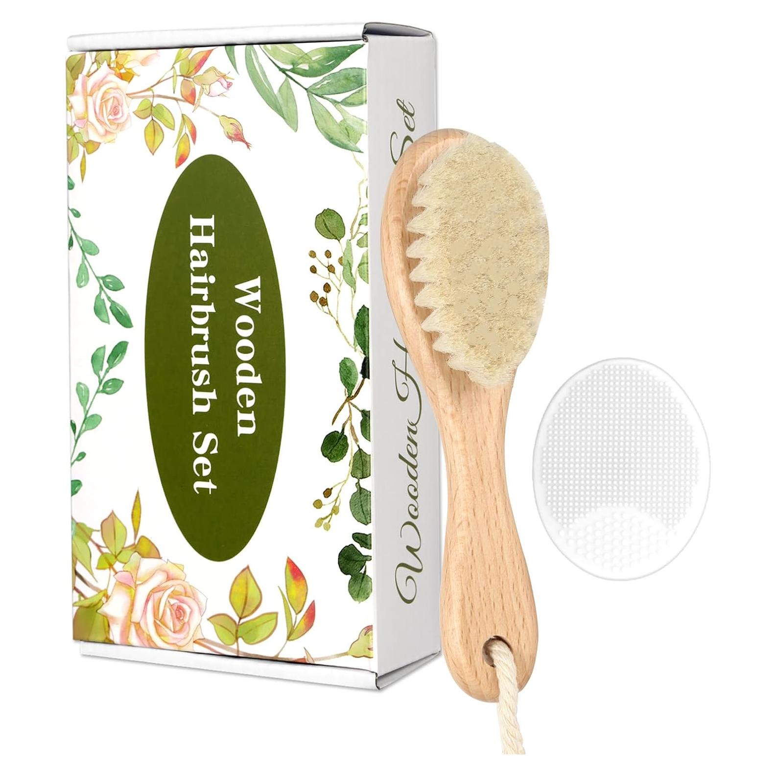 Conjunto de Cepillos para Bebés WXA - Madera y Silicona 2 en 1