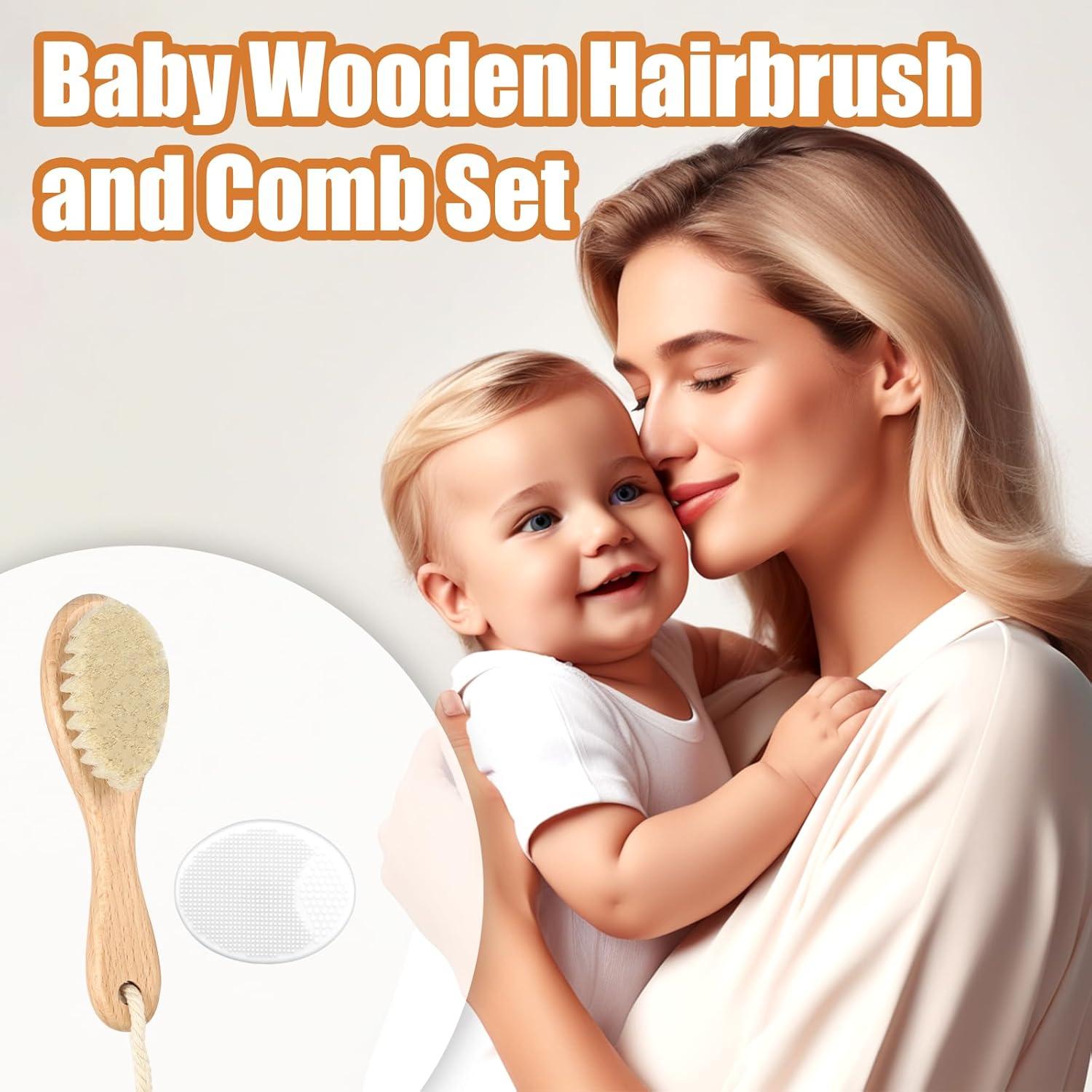 Conjunto de Cepillos para Bebés WXA - Madera y Silicona 2 en 1