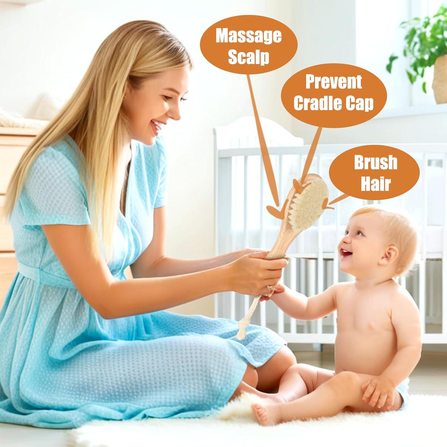 Conjunto de Cepillos para Bebés WXA - Madera y Silicona 2 en 1