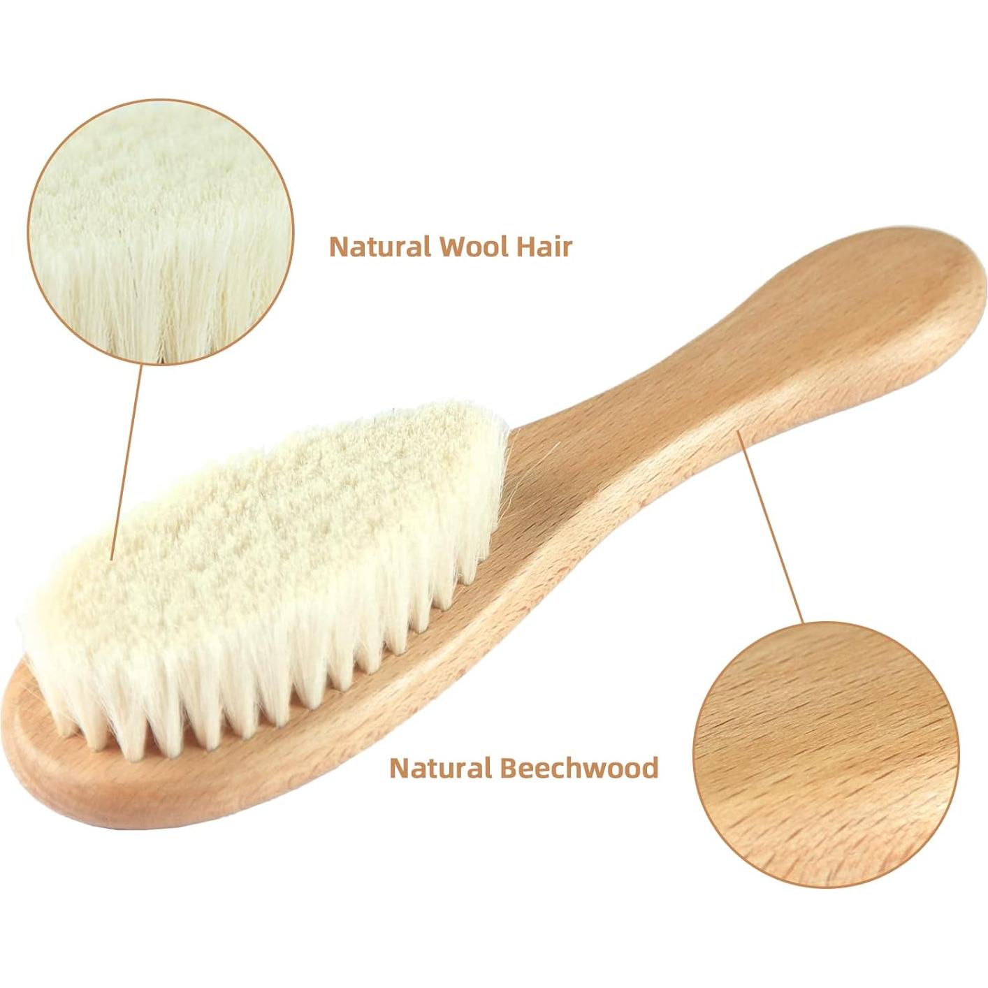 Juego de Cepillo y Peine para Bebés - 4 Piezas de Madera