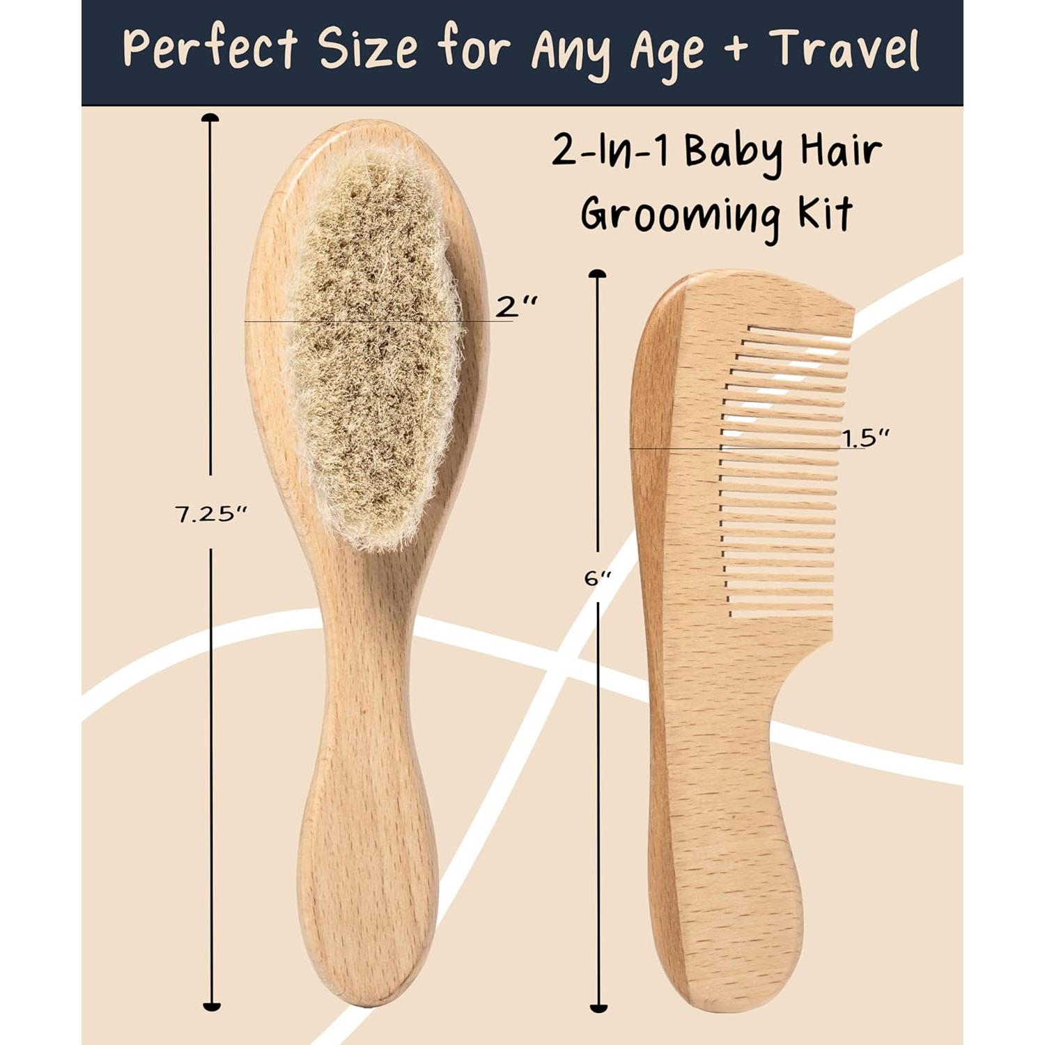 Juego de Cepillo y Peine para Bebés Worthies - Madera y Cerda de Cabra