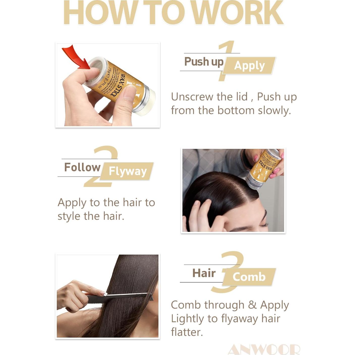 Juego de Cepillo y Cera para Cabello Slick Back AnWoor