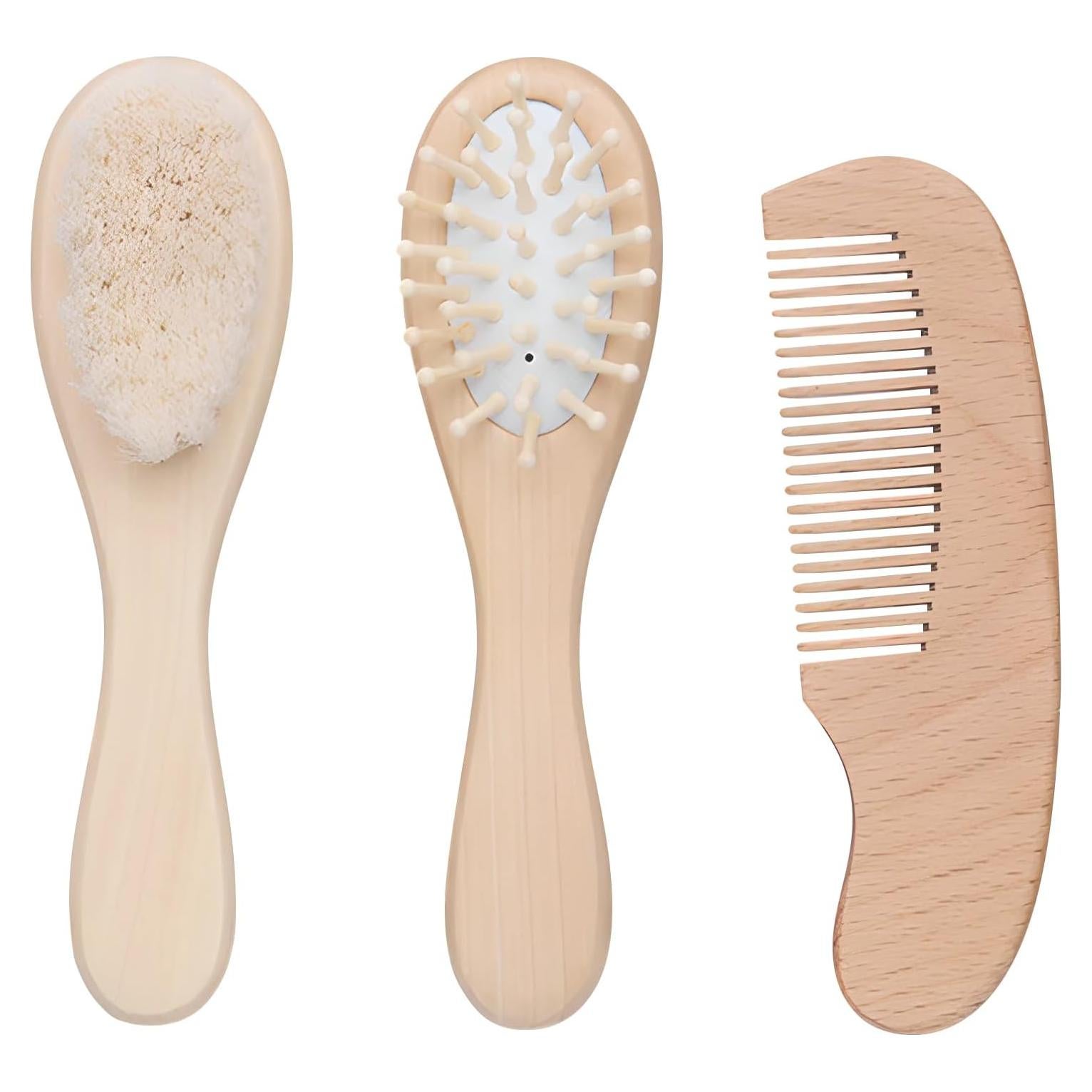 Kit de Cuidado para Bebés Jaasuee - Cepillo y Peine de Madera