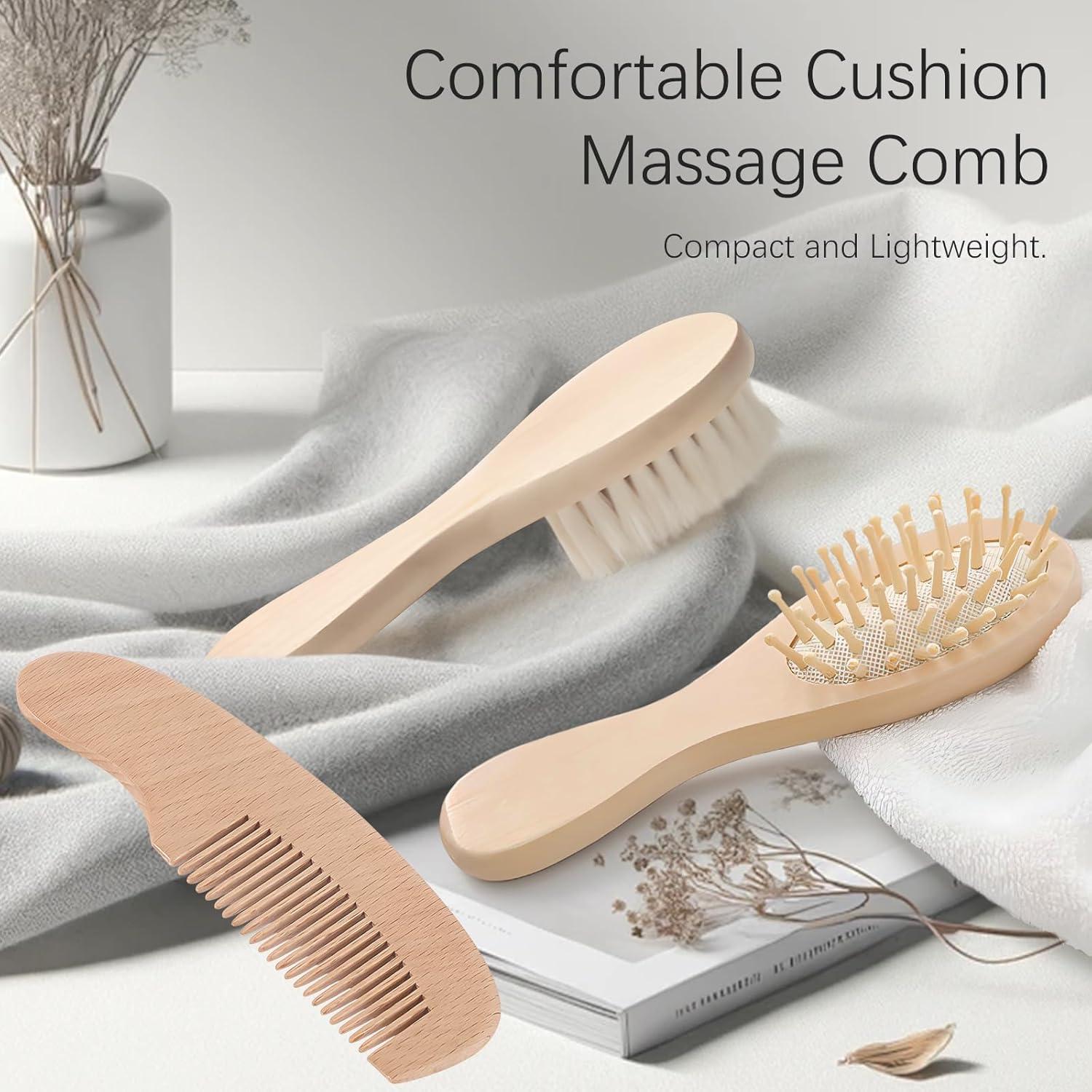 Kit de Cuidado para Bebés Jaasuee - Cepillo y Peine de Madera