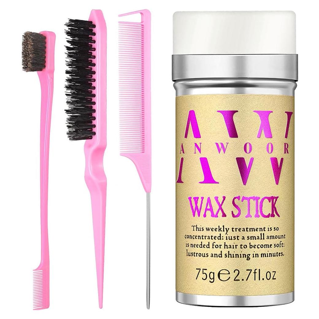 Kit de Estilo de Cabello AnWoor: Cera, Cepillo y Peine 4 Piezas