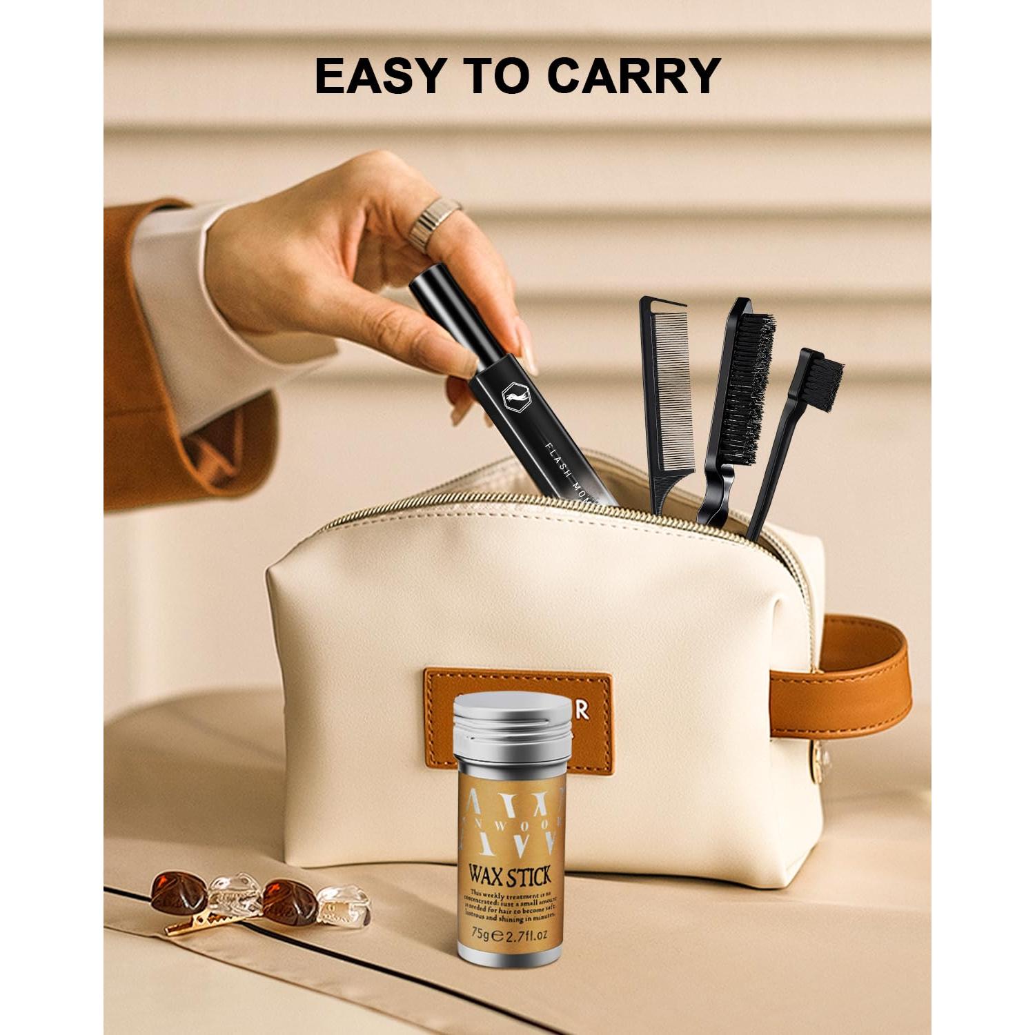 Kit de Estilo de Cabello AnWoor: Cera, Cepillo y Peine 4 Piezas