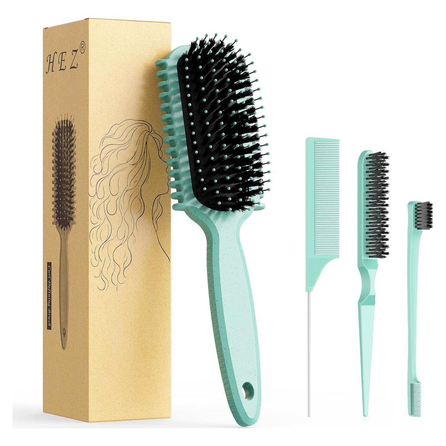 Cepillo Definidor de Rizos HEZ Verde - 4 Piezas Multifuncional