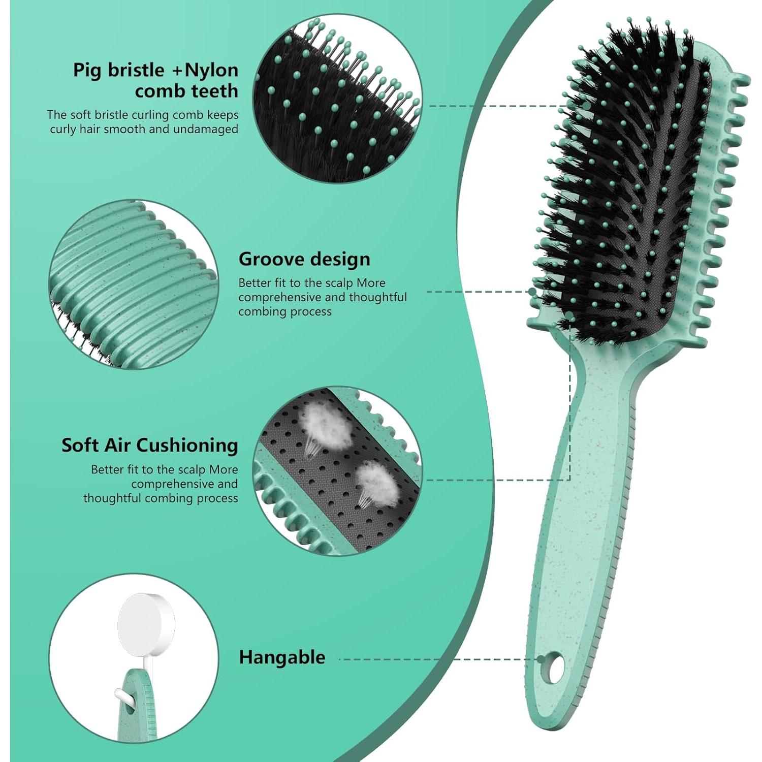 Cepillo Definidor de Rizos HEZ Verde - 4 Piezas Multifuncional