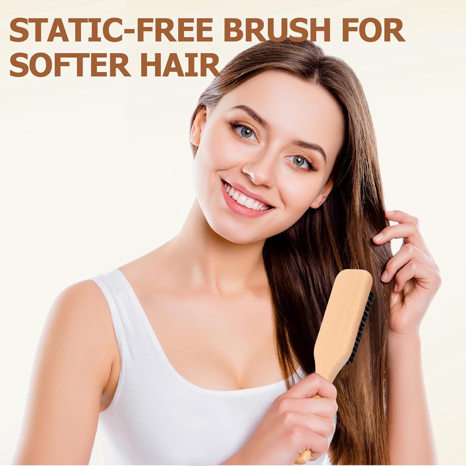 Cepillo de Cerdas de Jabalí Ancable para Peinar Hombres y Mujeres