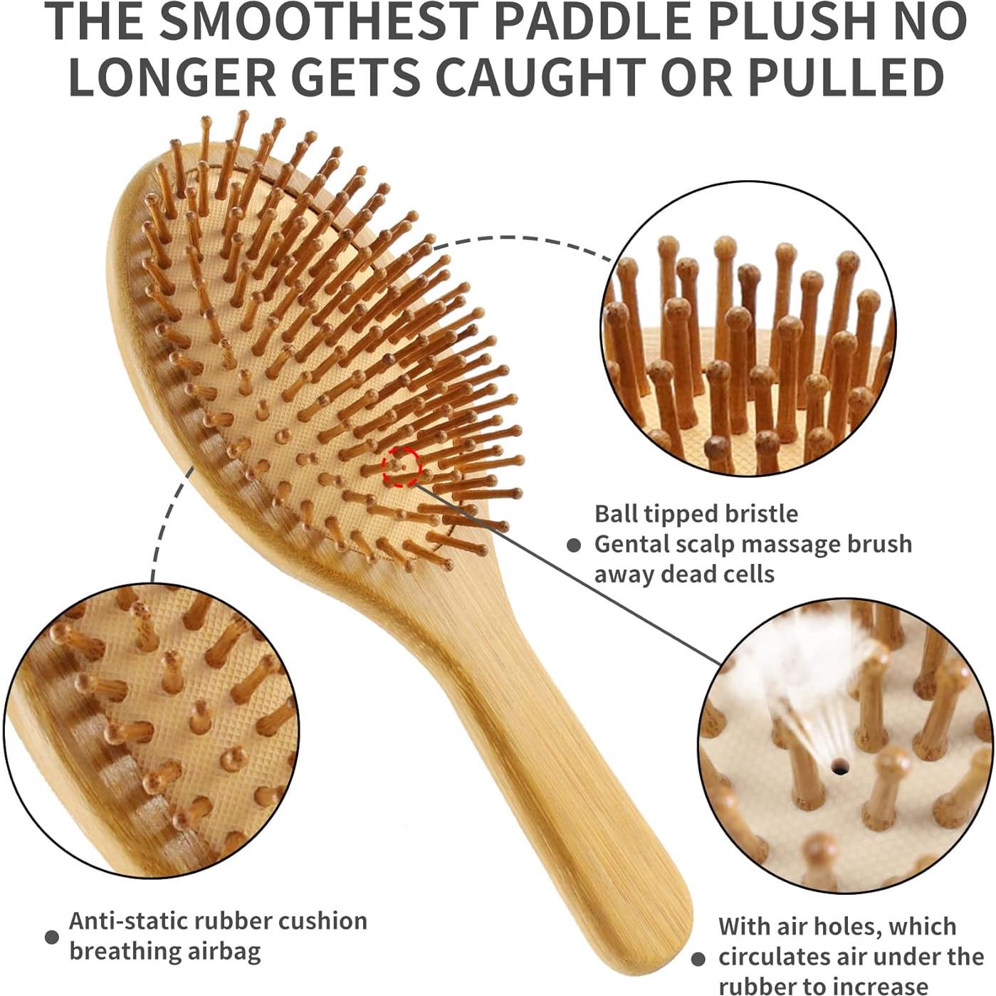 Juego de 4 Cepillos y Peines de Madera Natural Ekonaer