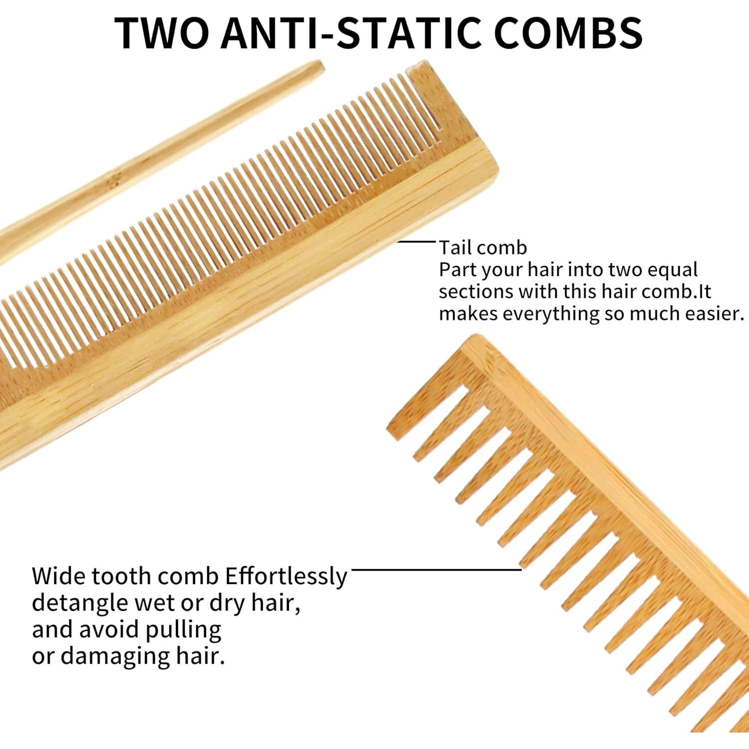 Juego de 4 Cepillos y Peines de Madera Natural Ekonaer