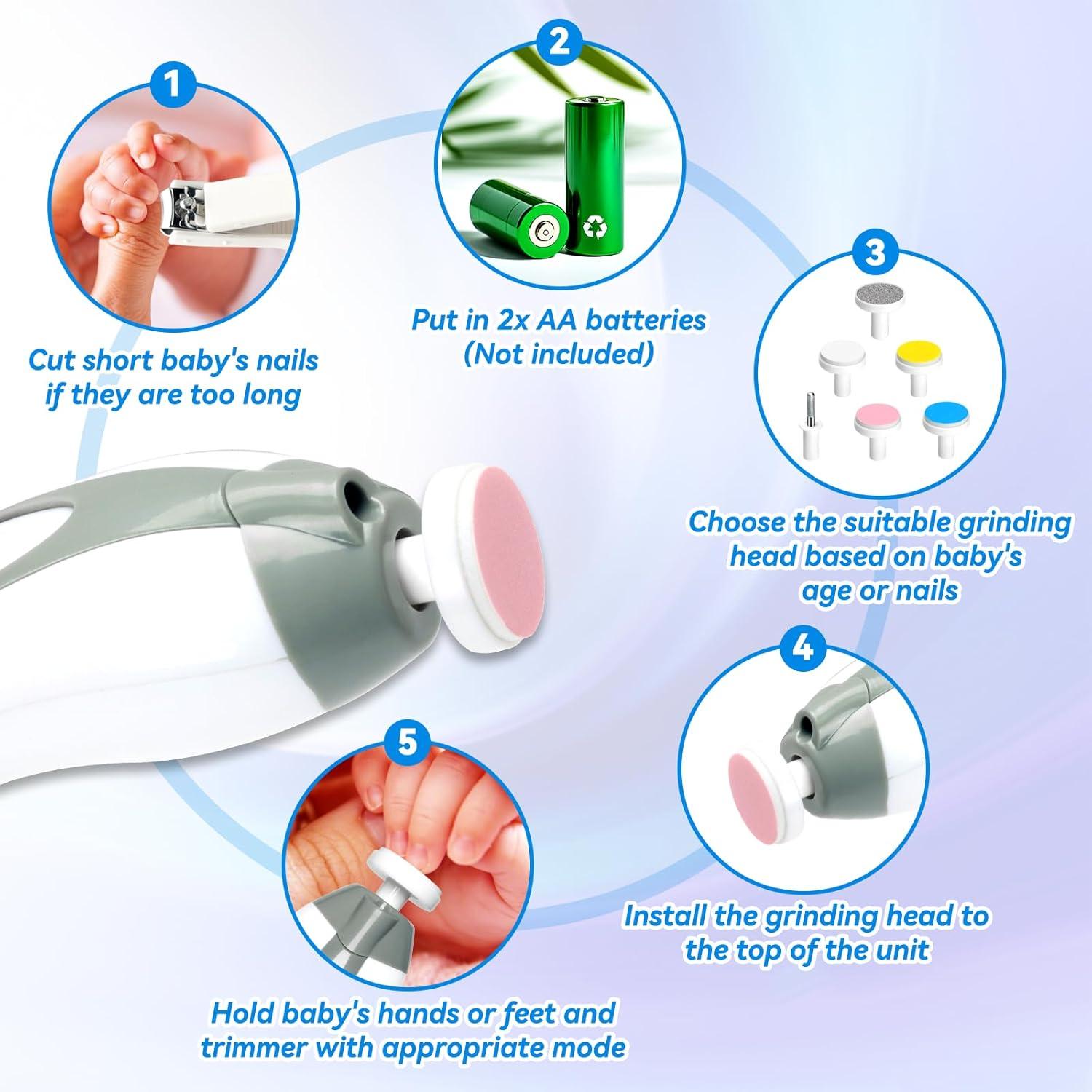 Kit de Aseo para Bebés UHFi 20 en 1 Gris Blanco