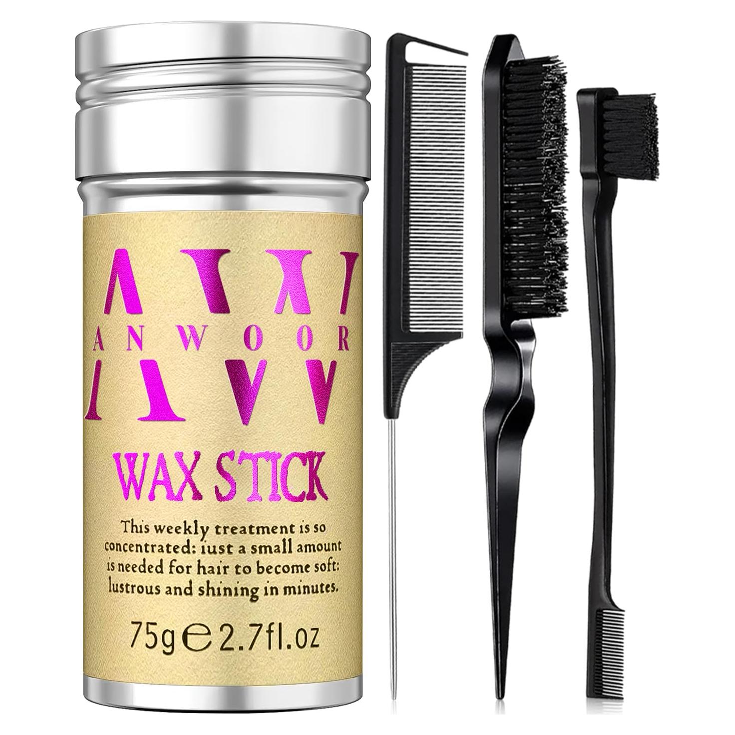 Juego de Cepillo y Barra de Cera para Cabello AnWoor - Control de Frizz