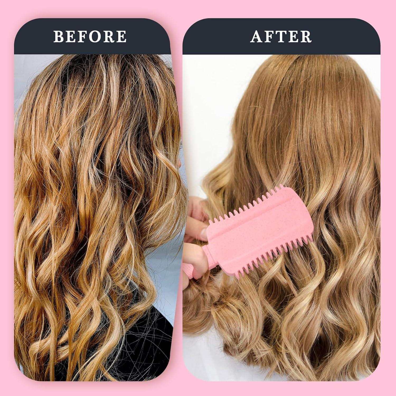 Cepillo Definidor de Rizos Rosa Auhrjomra - Antifrizz y Voluminoso