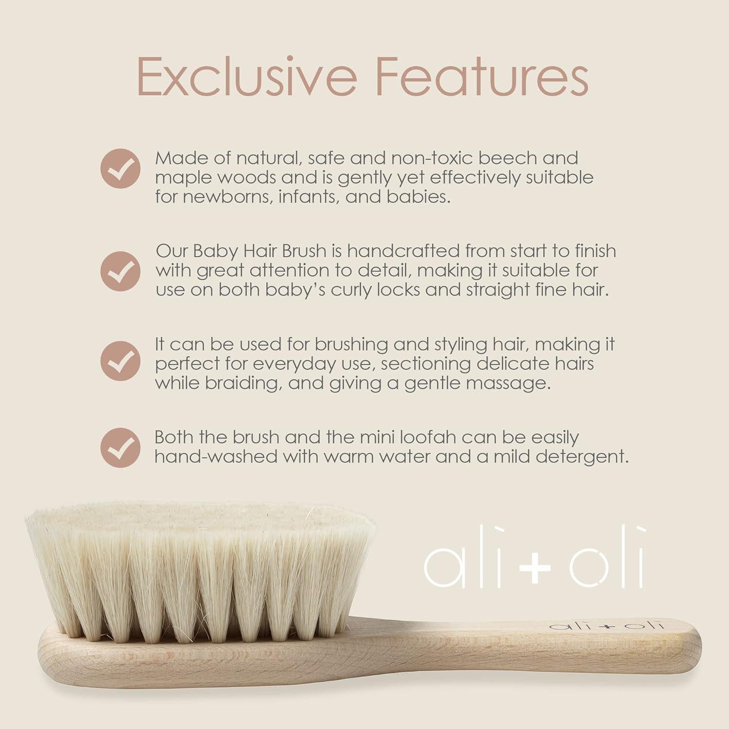 Cepillo de Madera para Bebés Ali+Oli con Lufa - Suave y Natural