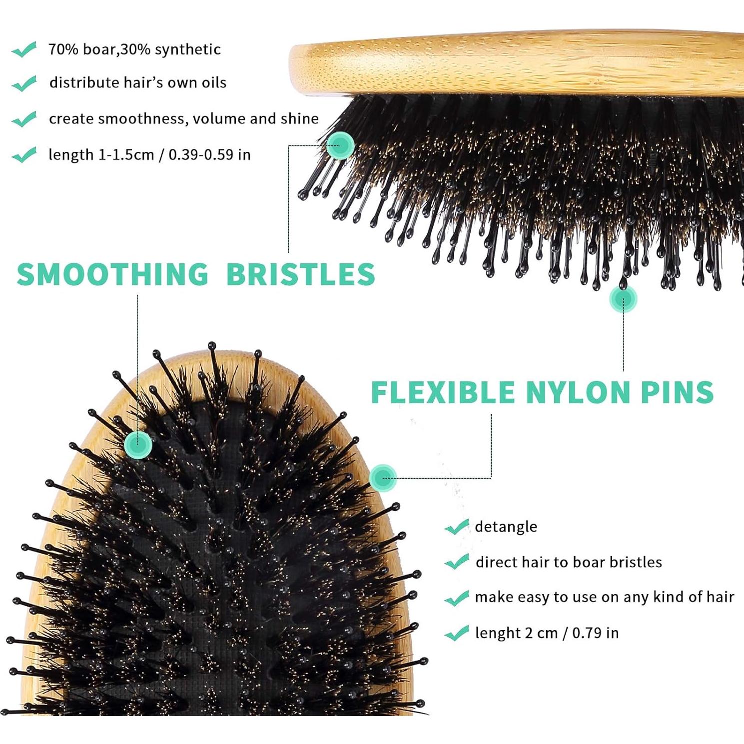 Cepillo de Cerdas de Jabalí BOMEIYI para Todo Tipo de Cabello