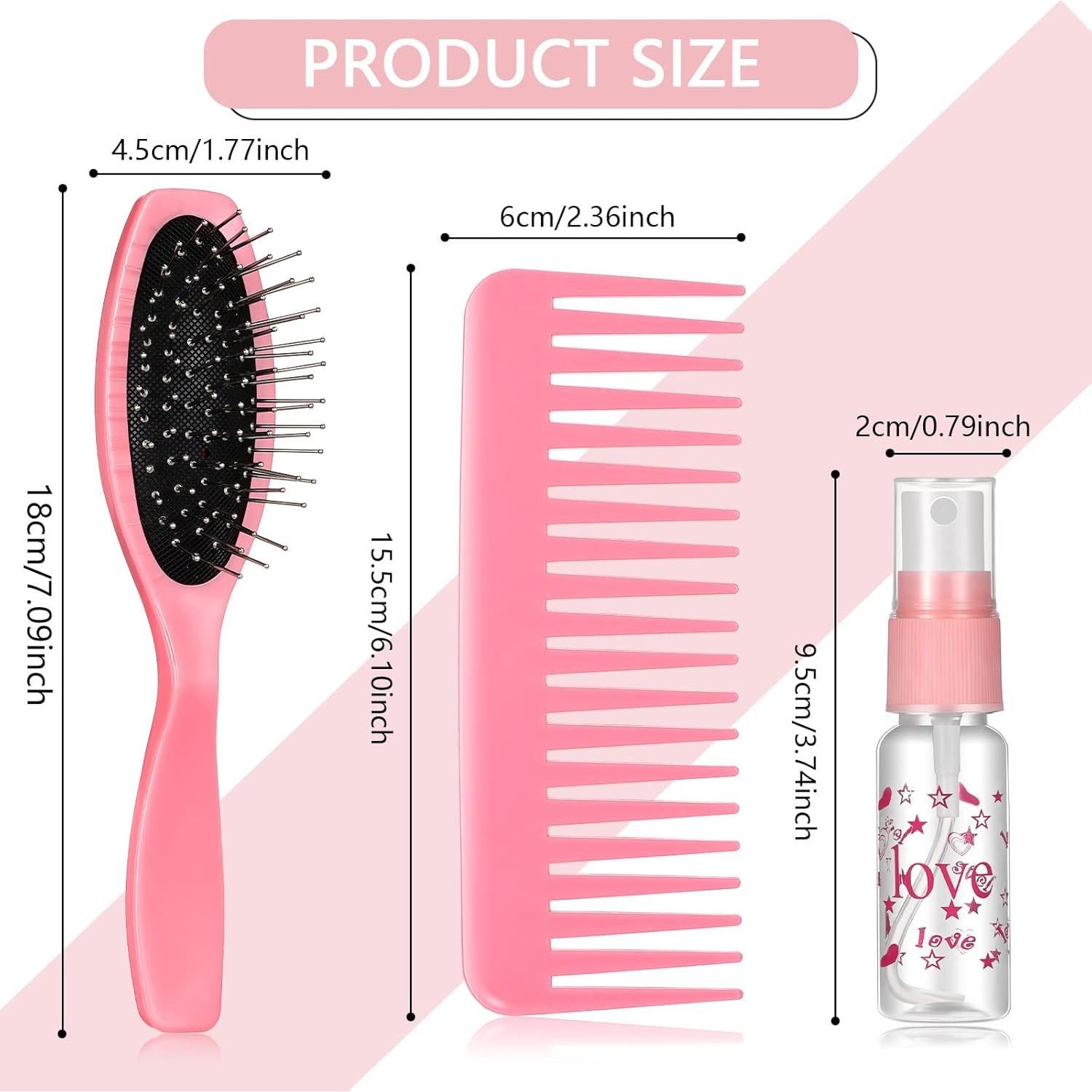 Set de Cepillos para Pelucas de Muñeca Civaner 3 Piezas Rosa