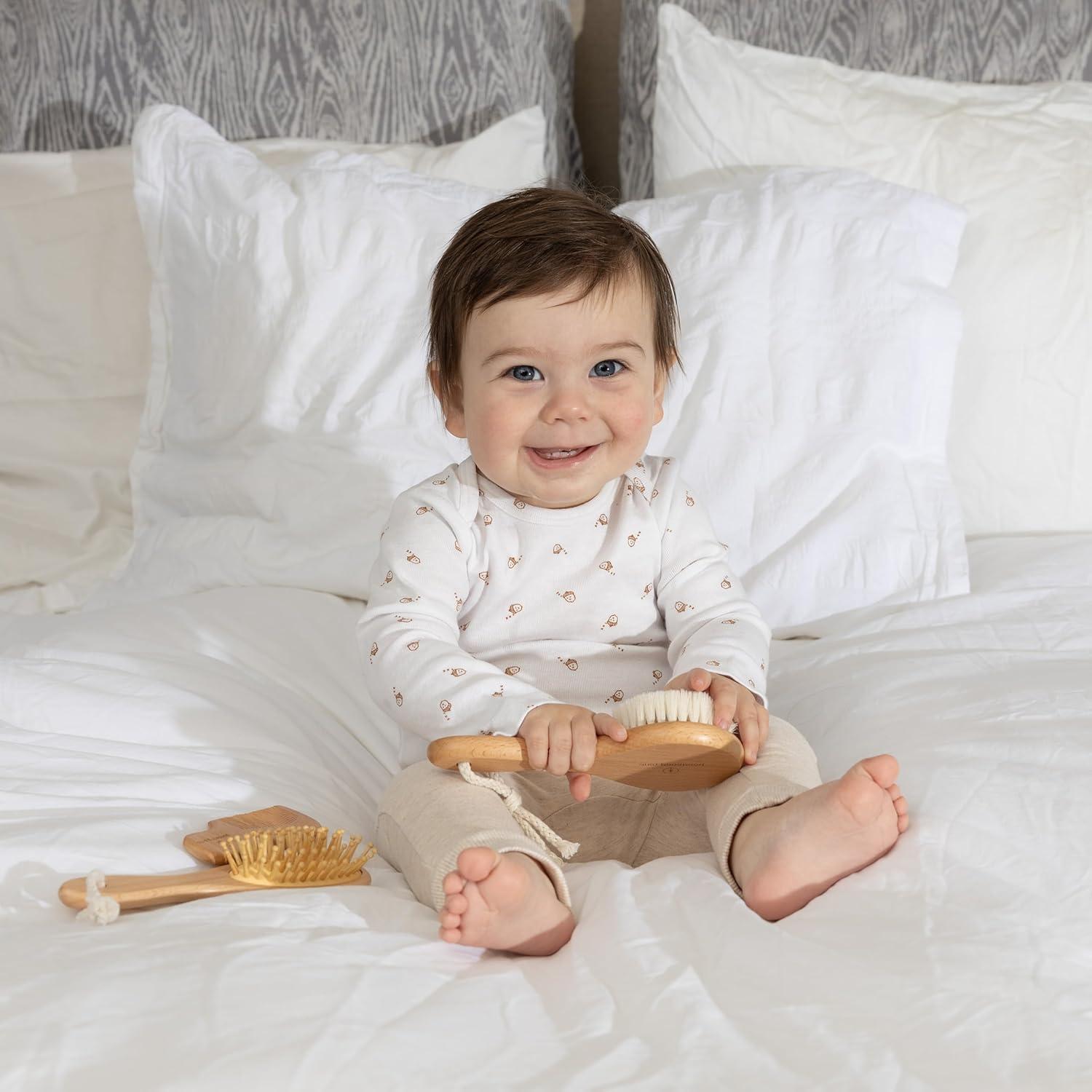 Juego de Cepillos para Bebé Natural Boho - Madera y Cerdas Suaves