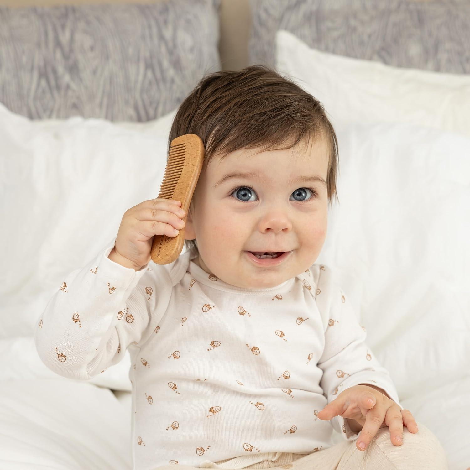 Juego de Cepillos para Bebé Natural Boho - Madera y Cerdas Suaves