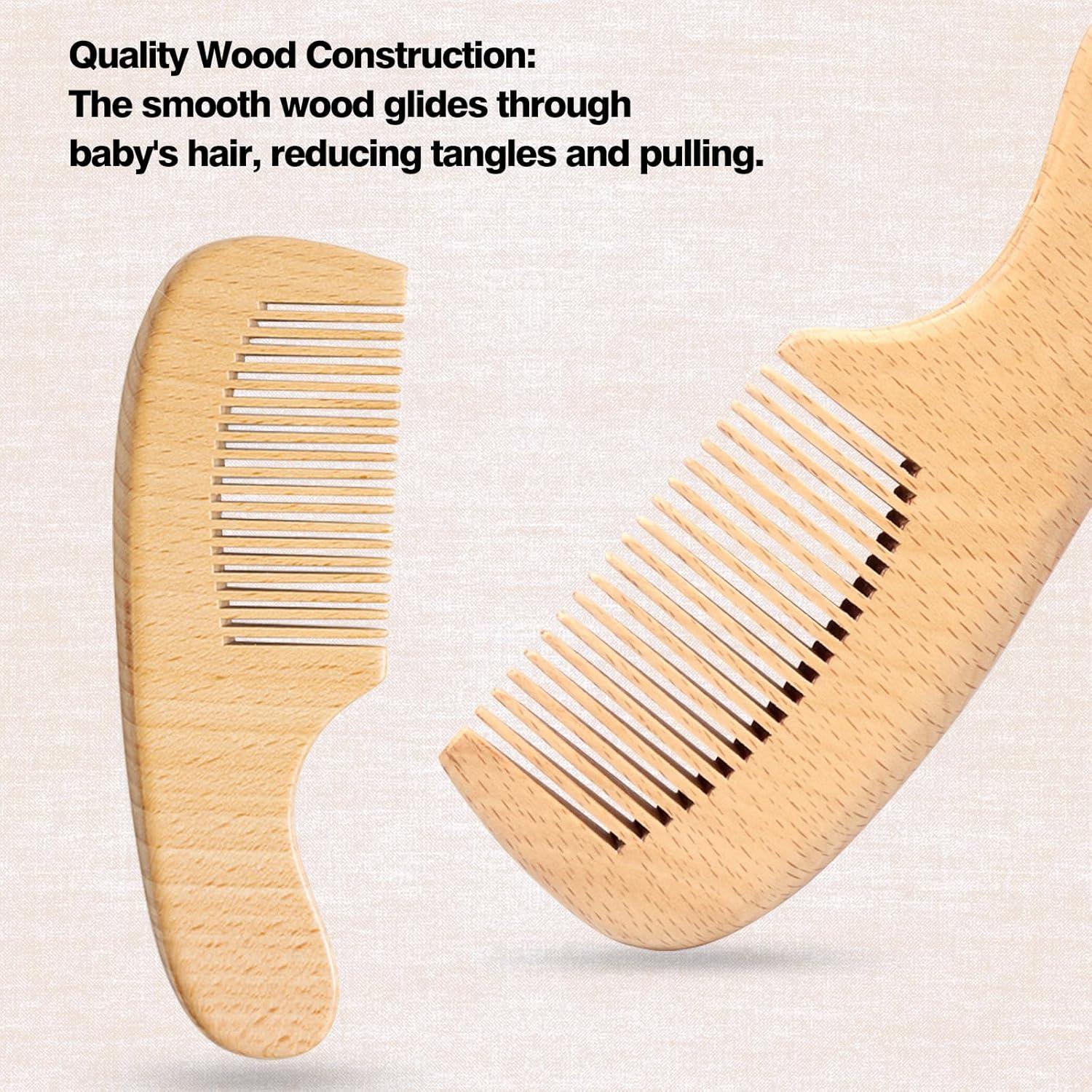 Juego de Cepillo y Peine de Madera para Bebés - 3 Piezas