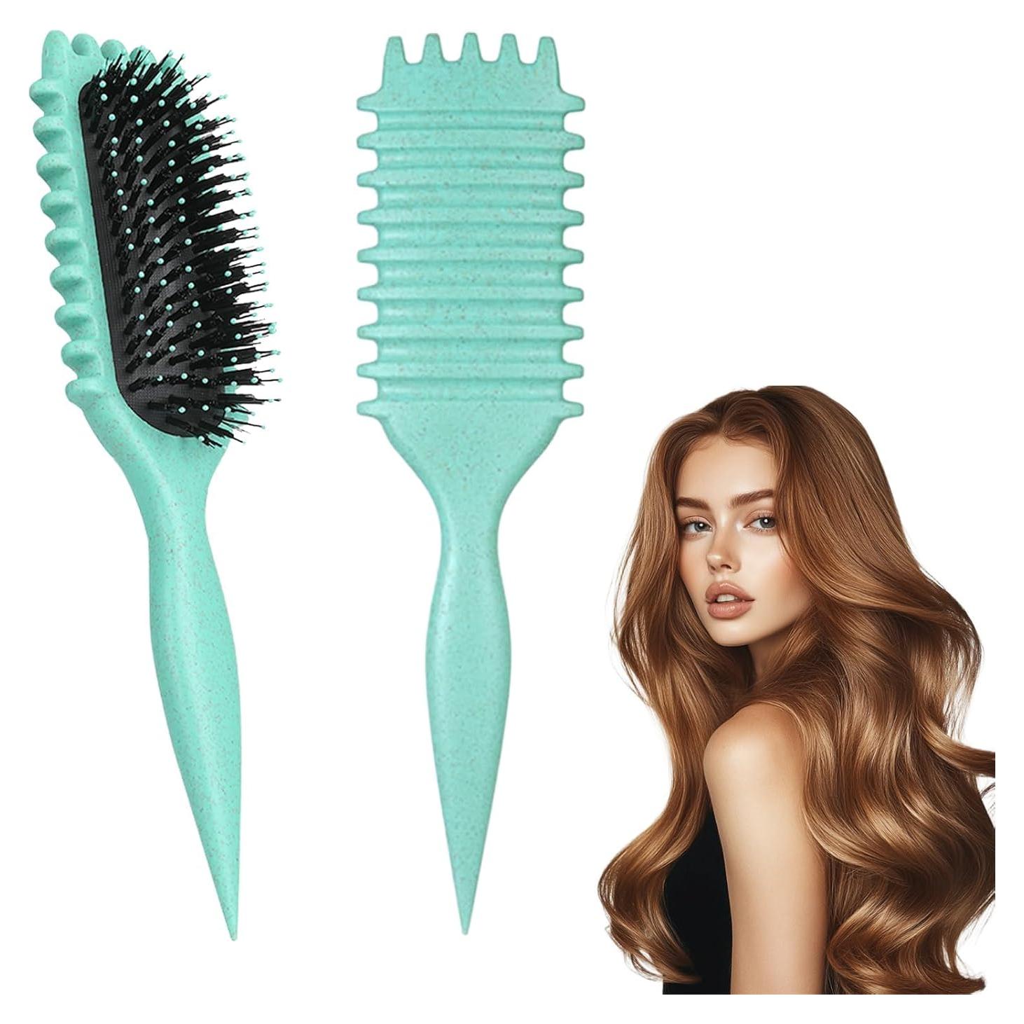 Cepillo Definidor de Rizos iDAOLI Verde 18.5cm Ergonomico