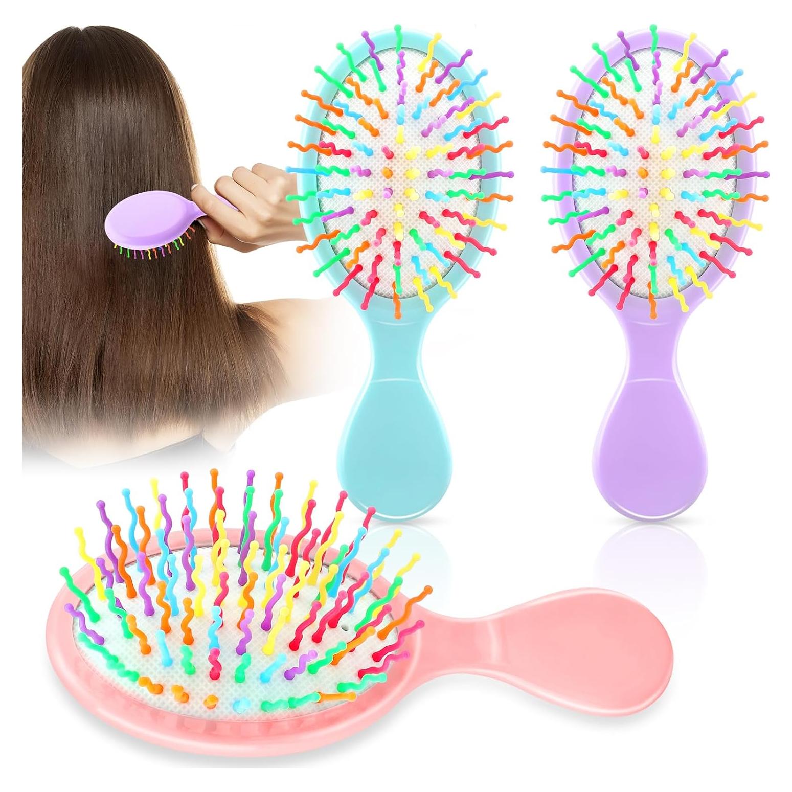 HOFASON Set de 3 Mini Cepillos de Pelo Húmedo Viaje 15.7cm