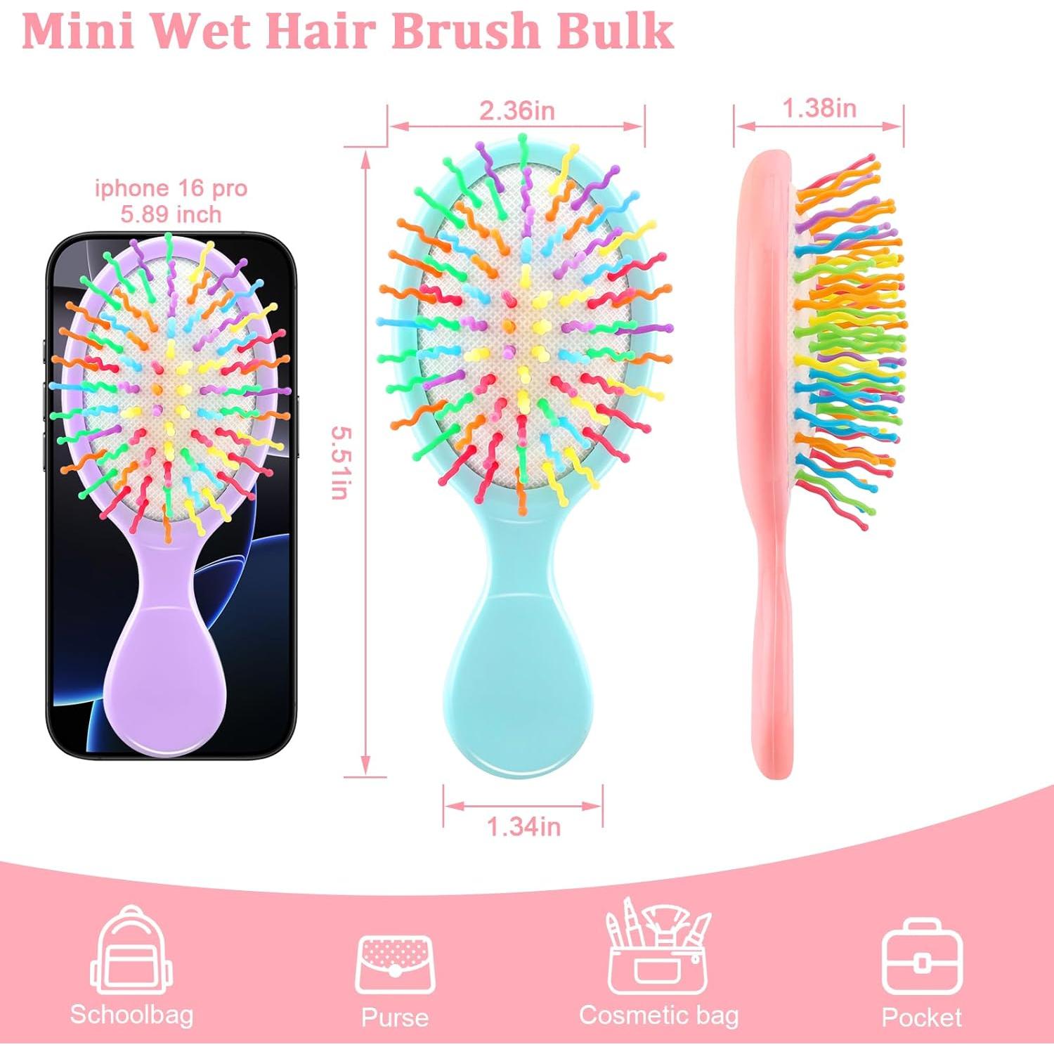 HOFASON Set de 3 Mini Cepillos de Pelo Húmedo Viaje 15.7cm