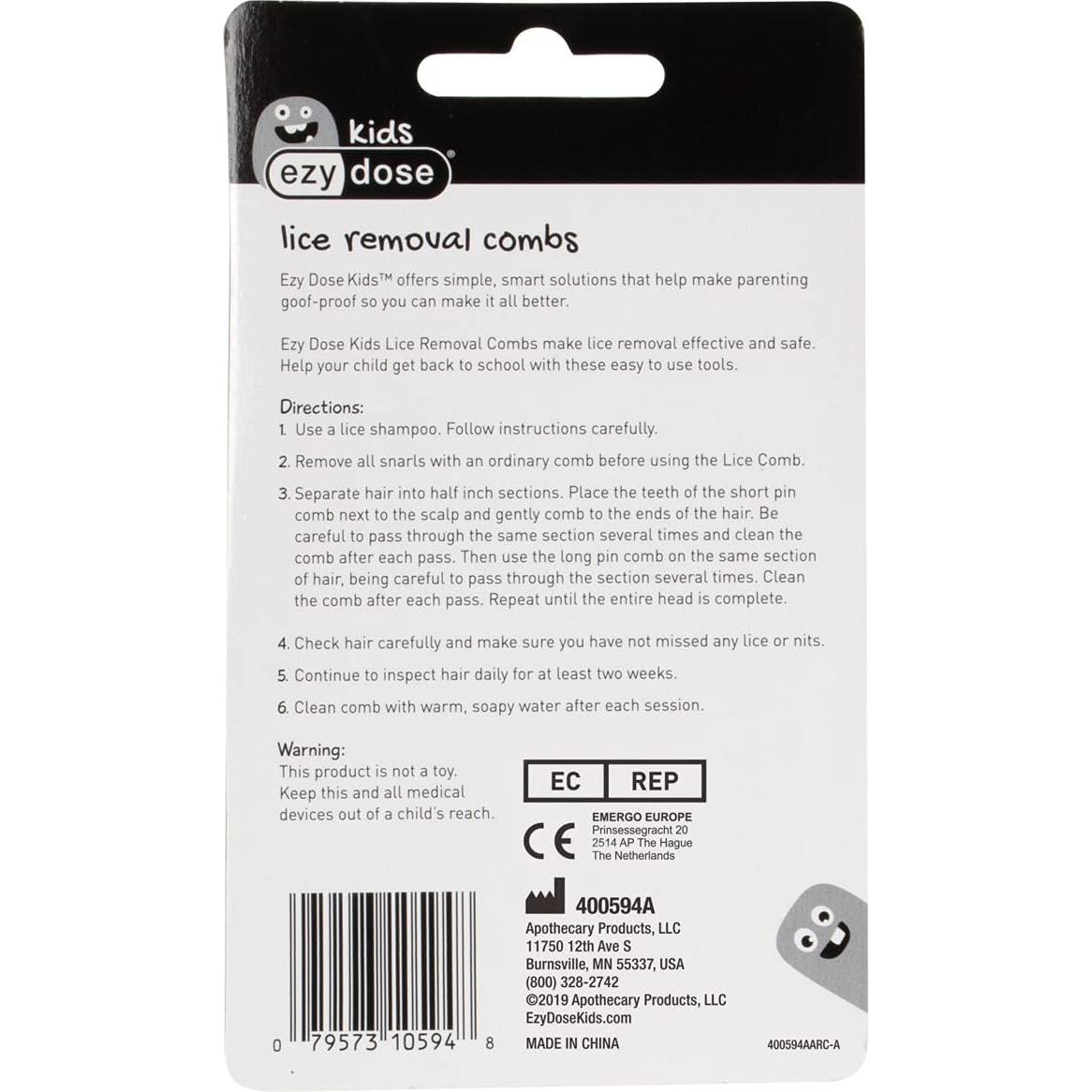 Peines Ezy Dose para Piojos y Liendres - Acero Inoxidable - 2 Piezas