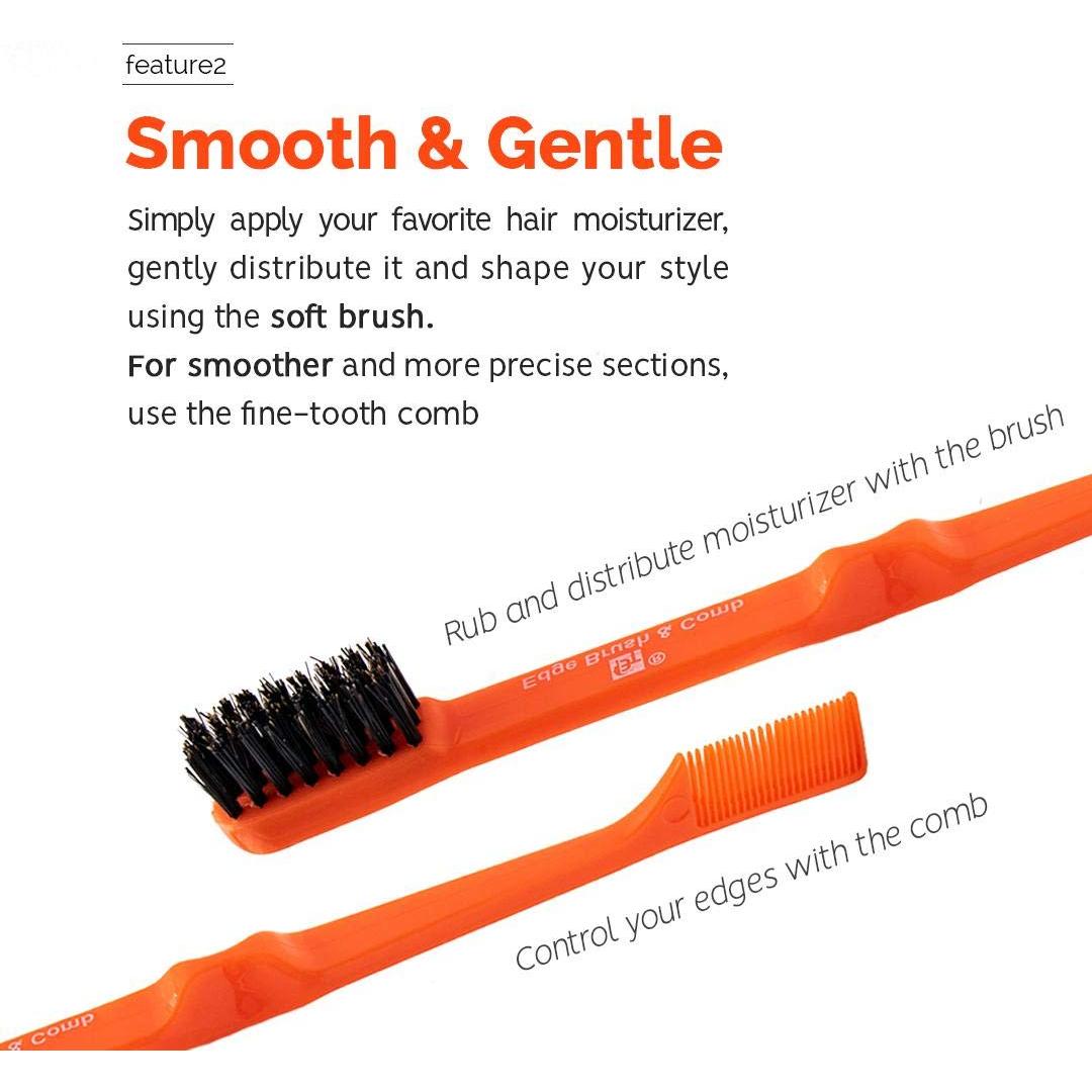 Double-Sided Edge Brush & Comb (Boar Bristles) (Green)