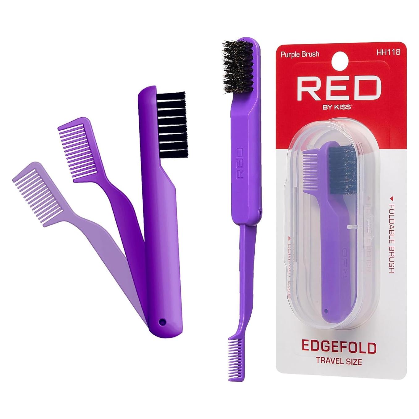 Peine Plegable 2-en-1 Red by Kiss con Cepillo de Bordes