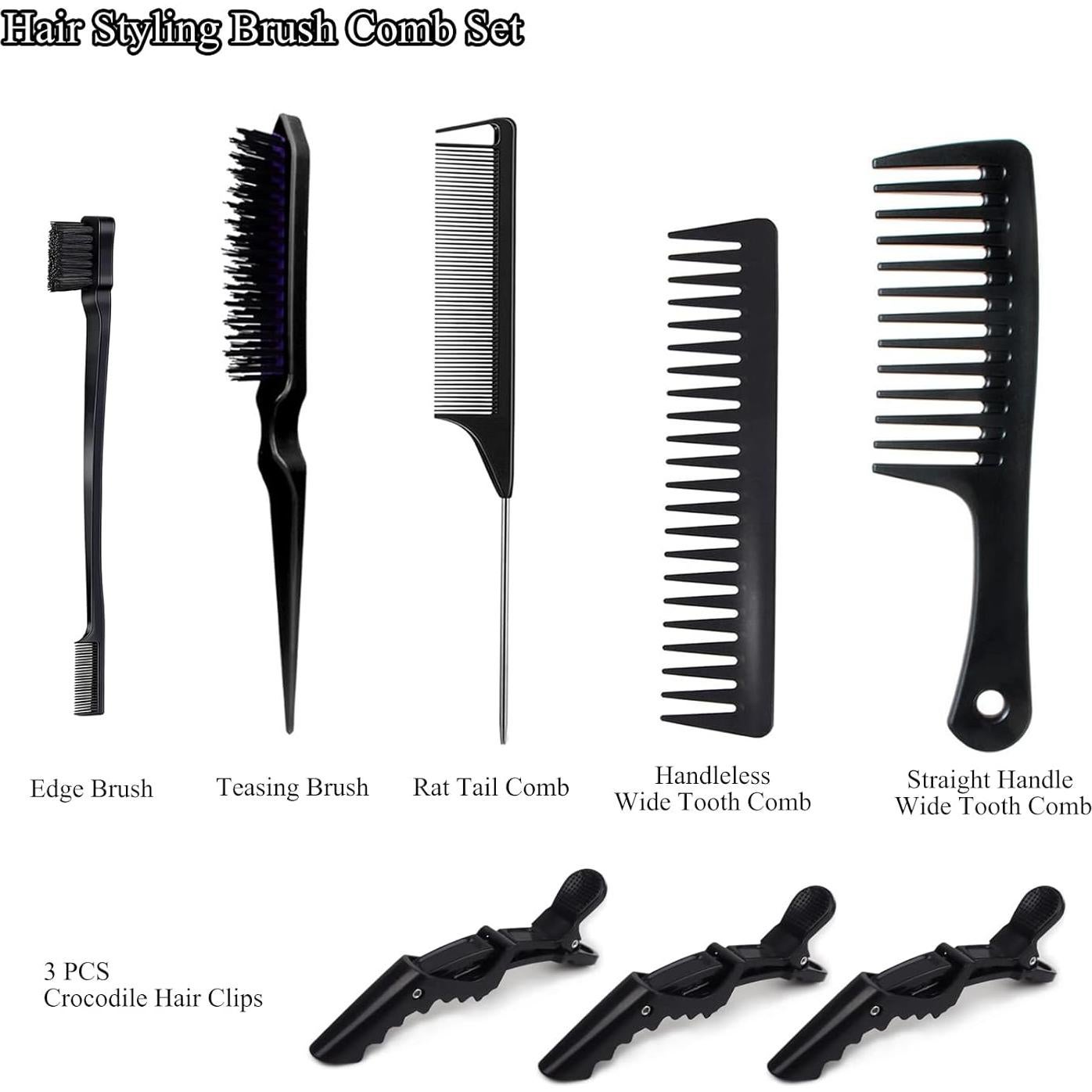 Juego de Peines y Cepillos NEWAY US para Estilizar Cabello 8 PCS