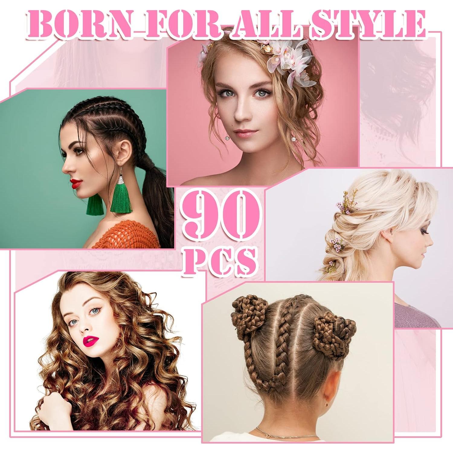 Juego de Estilizado de Cabello Youyole 90 Piezas Rosa