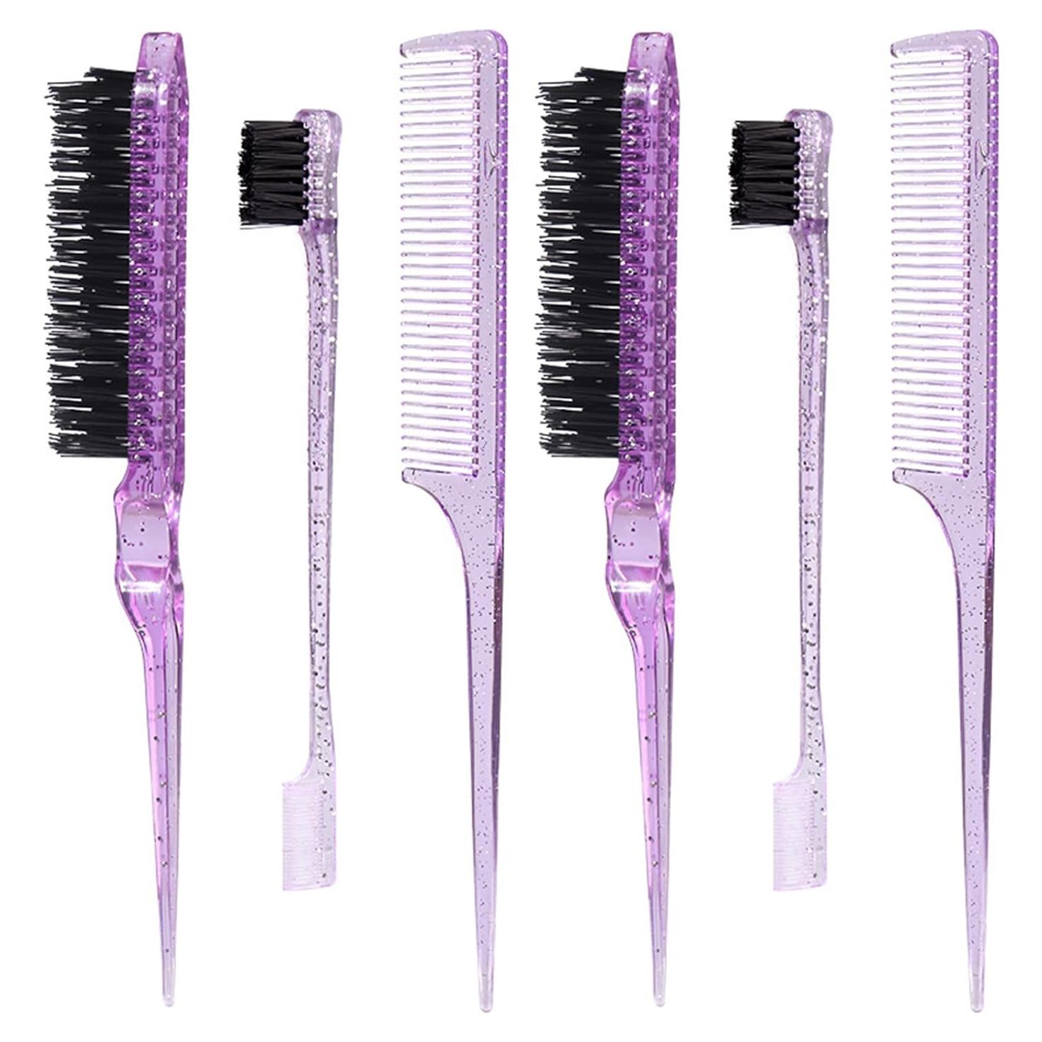 Juego de 6 Cepillos de Bordes Morado LINYUEARUI - Estilizado Cabello