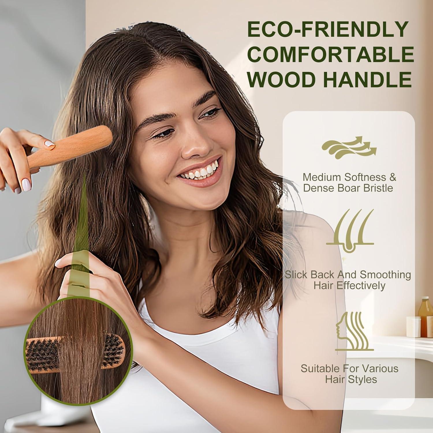 Cepillo de Cerdas de Jabalí Msnasit para Alisar Cabello